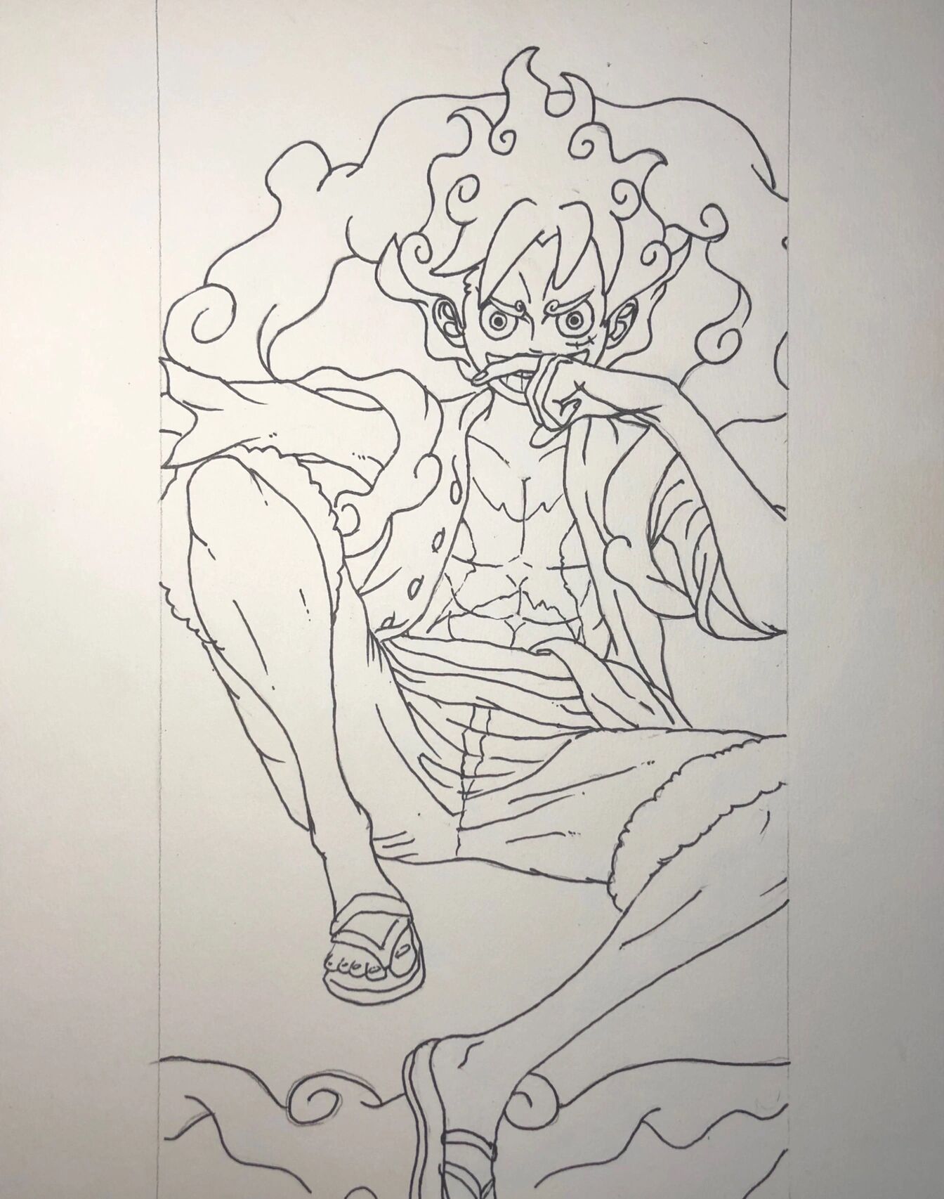 手绘《五档路飞