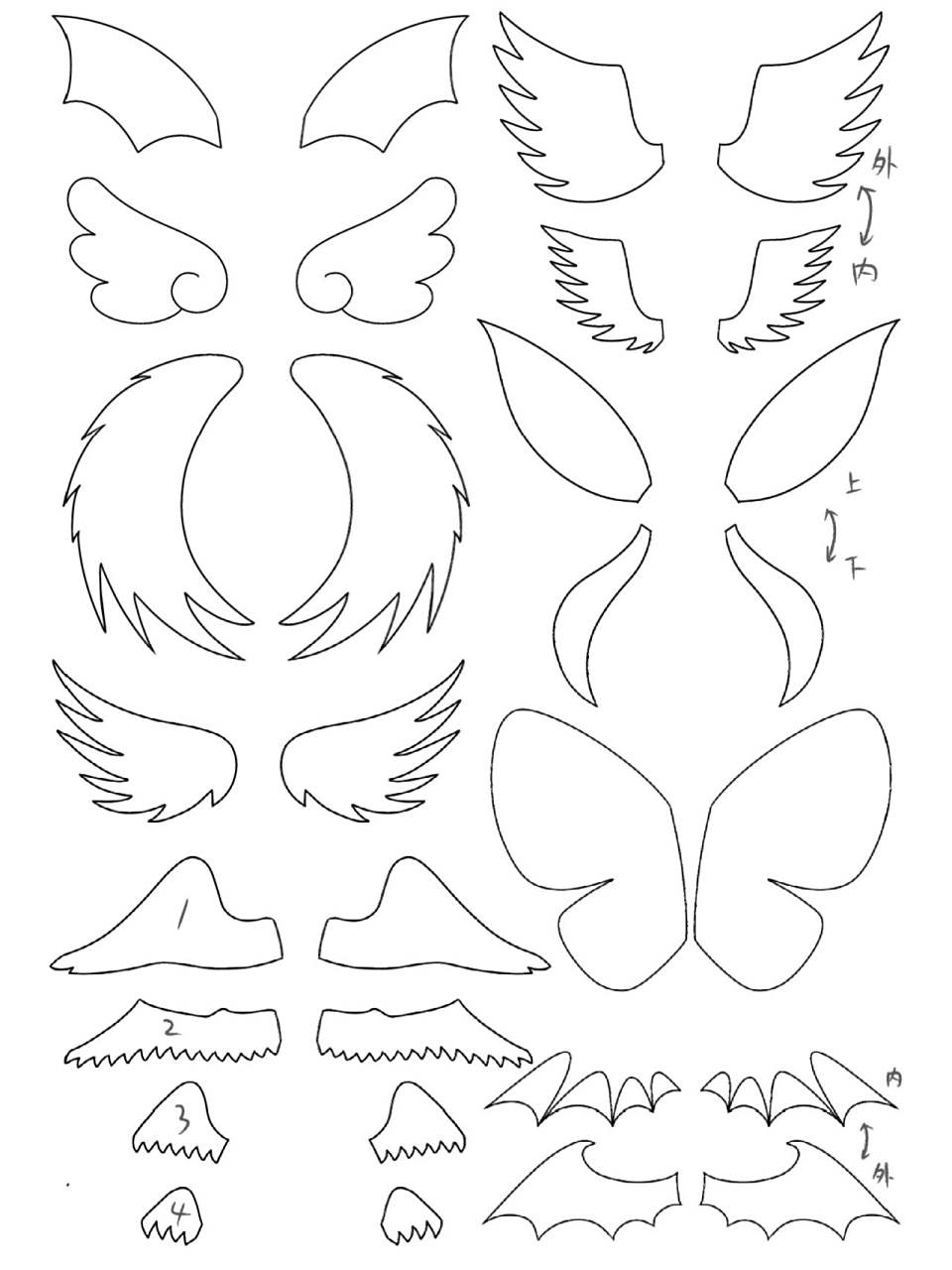 翅膀不织布素材图纸(天使恶魔蝴蝶精灵)  适配我主页里的所有人物