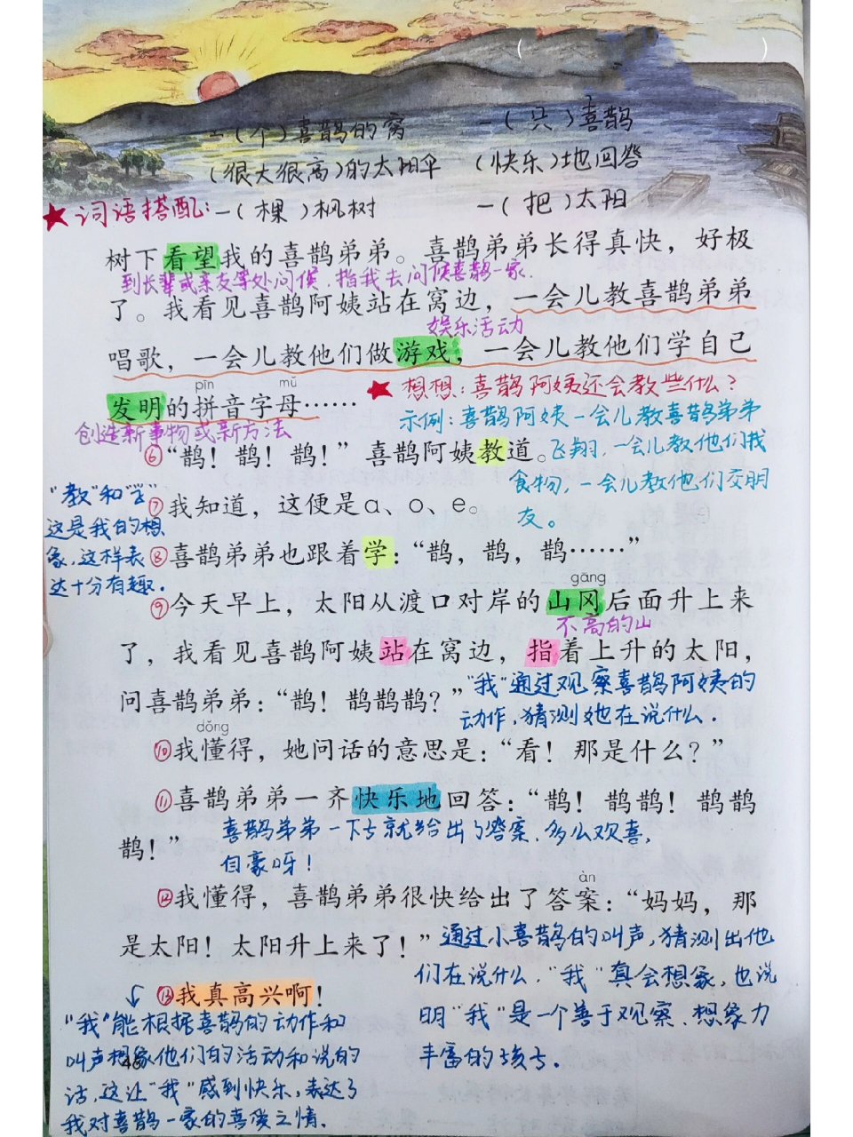二年级语文下册《枫树上的喜鹊》课堂笔记         97喜欢就关注小