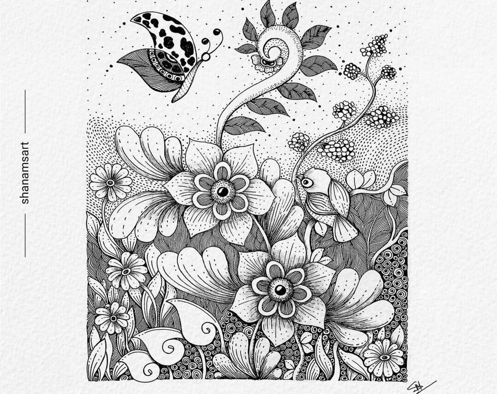 黑白灰线描装饰画.点线面练习