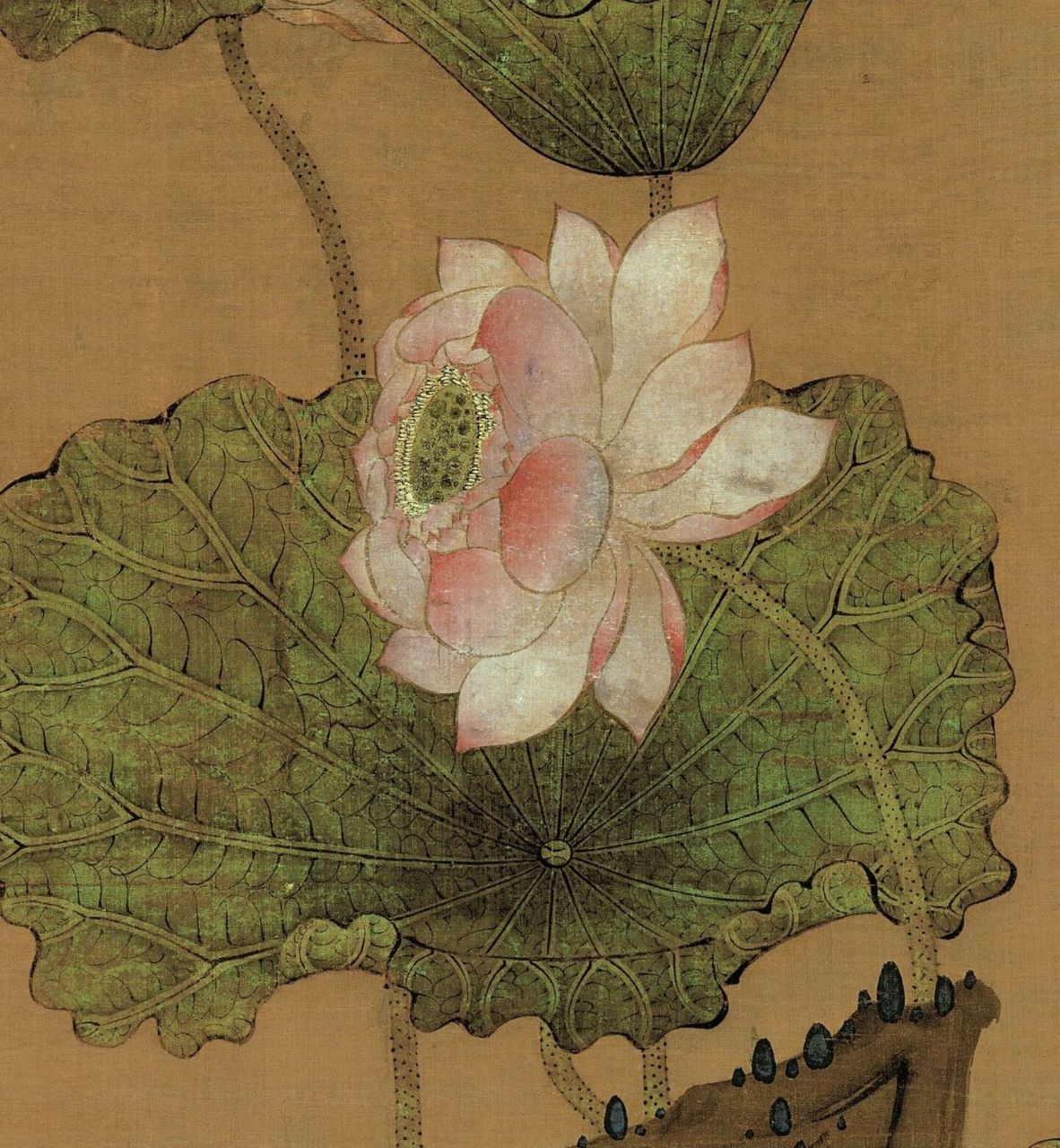 雅意|明陈洪绶荷花鸳鸯图 绢本 设色 明代 纵183cm 横98.