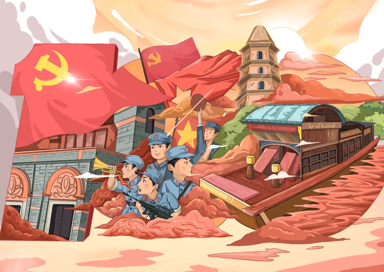 建党百年系列插画