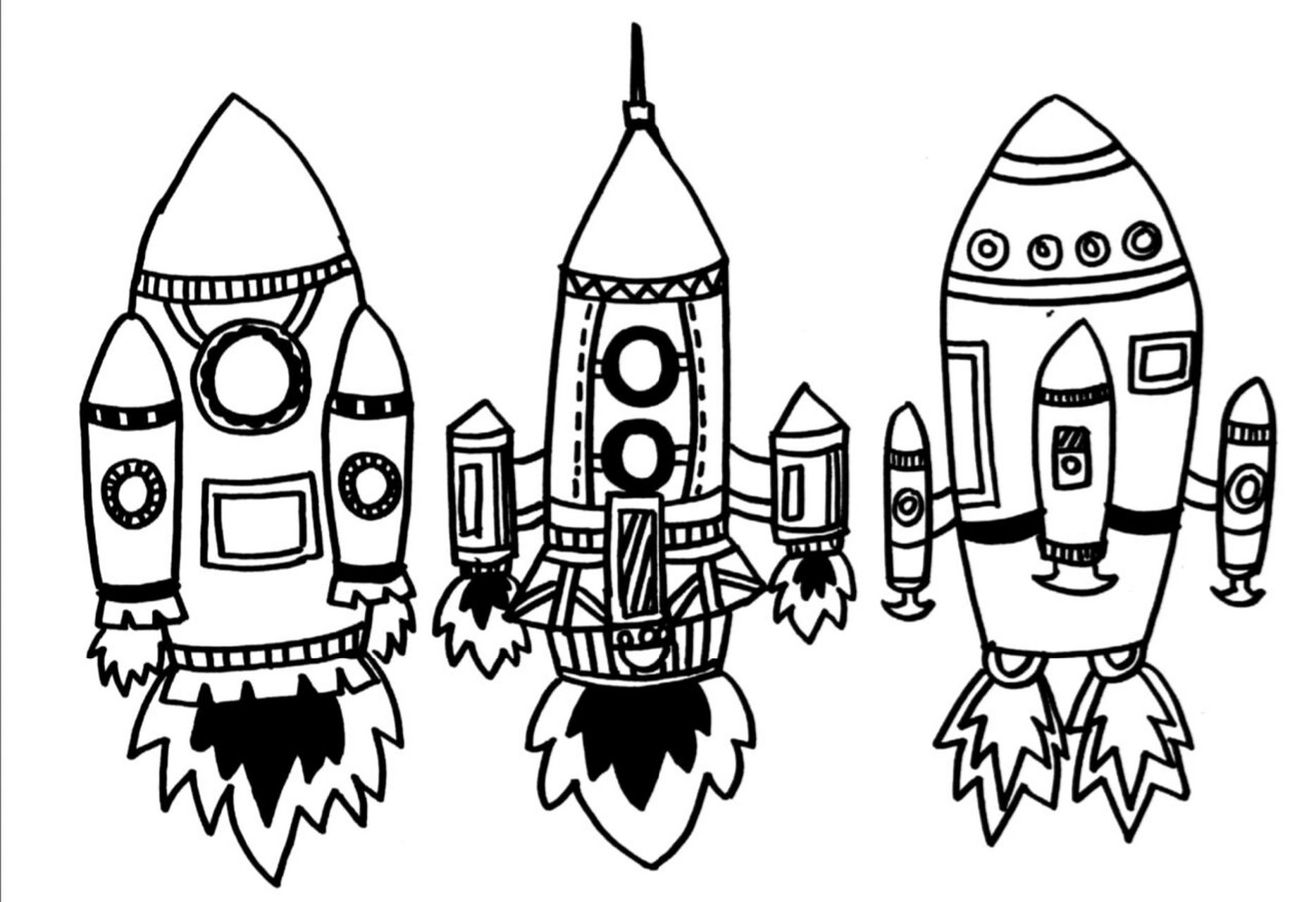 航天火箭简笔画儿童画手帐素材 航天素材
