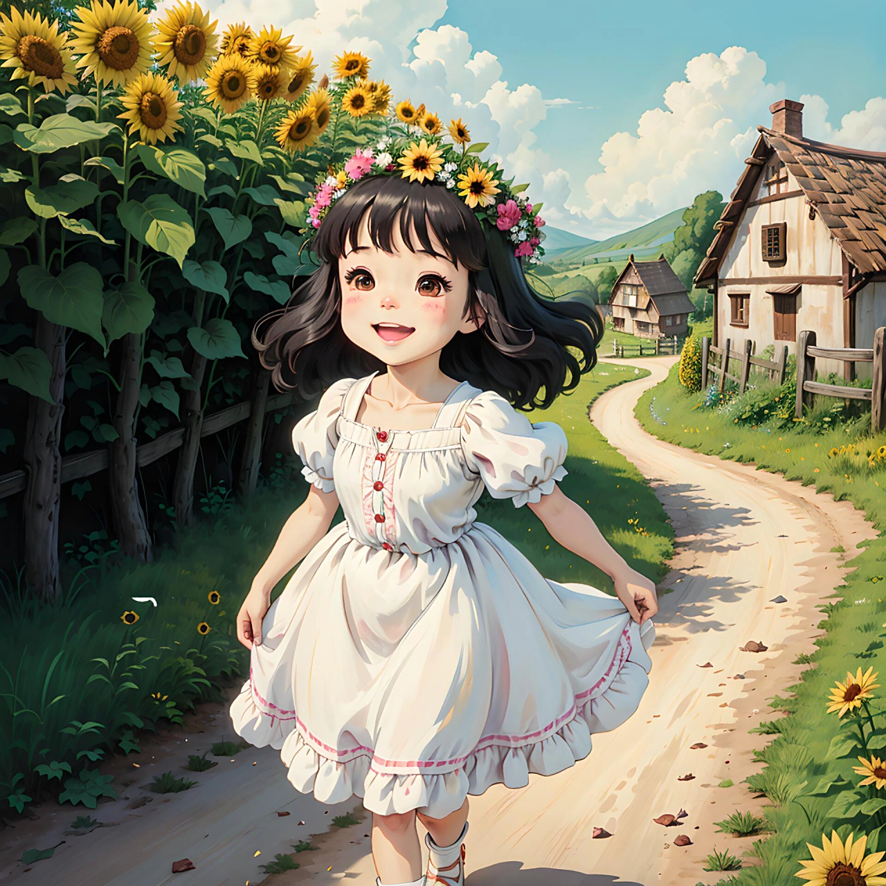 头戴花环的小姑娘