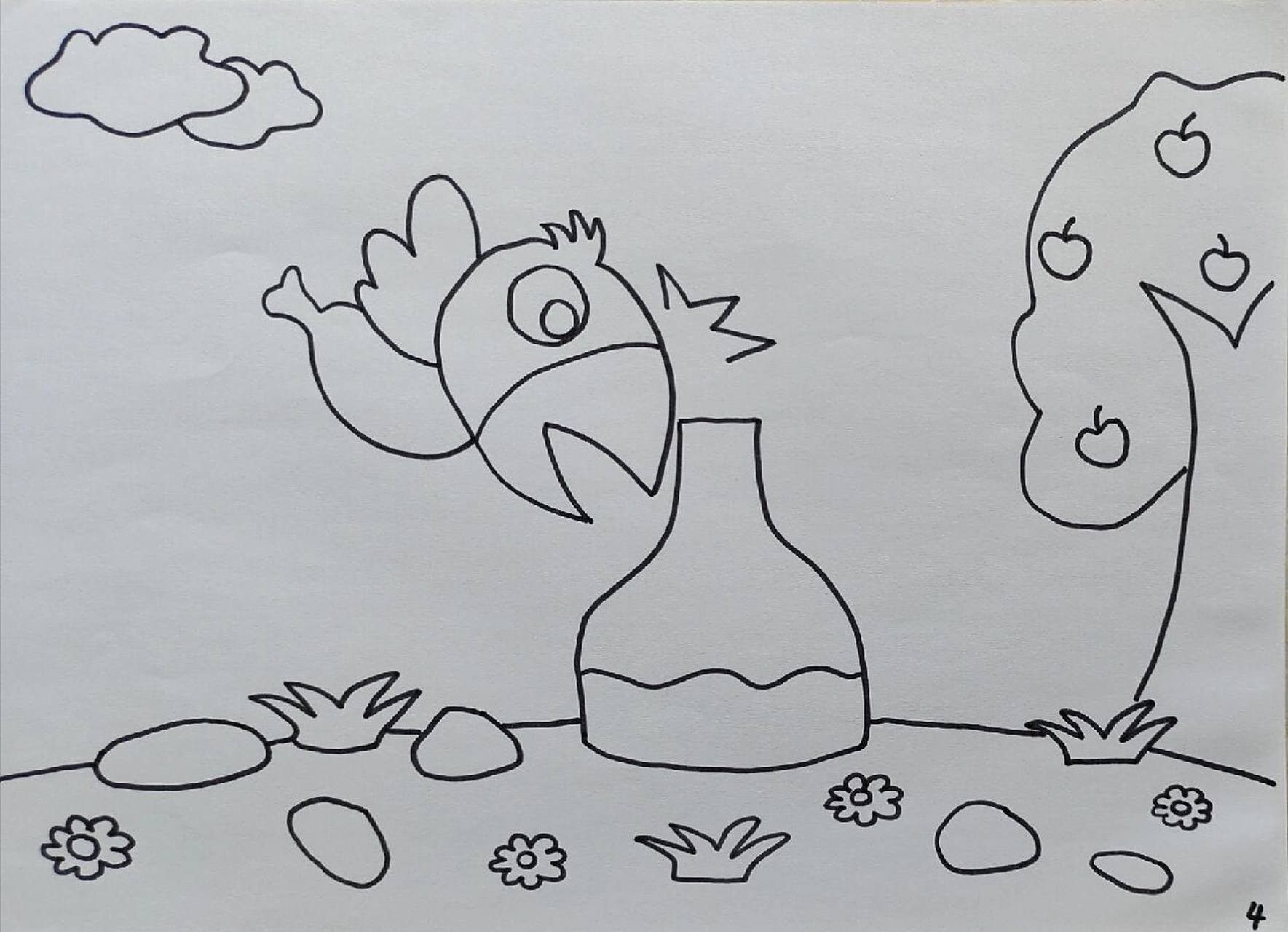 应大家要求,现更新绘本《乌鸦喝水》手稿 上面没有故事内容,需要的话