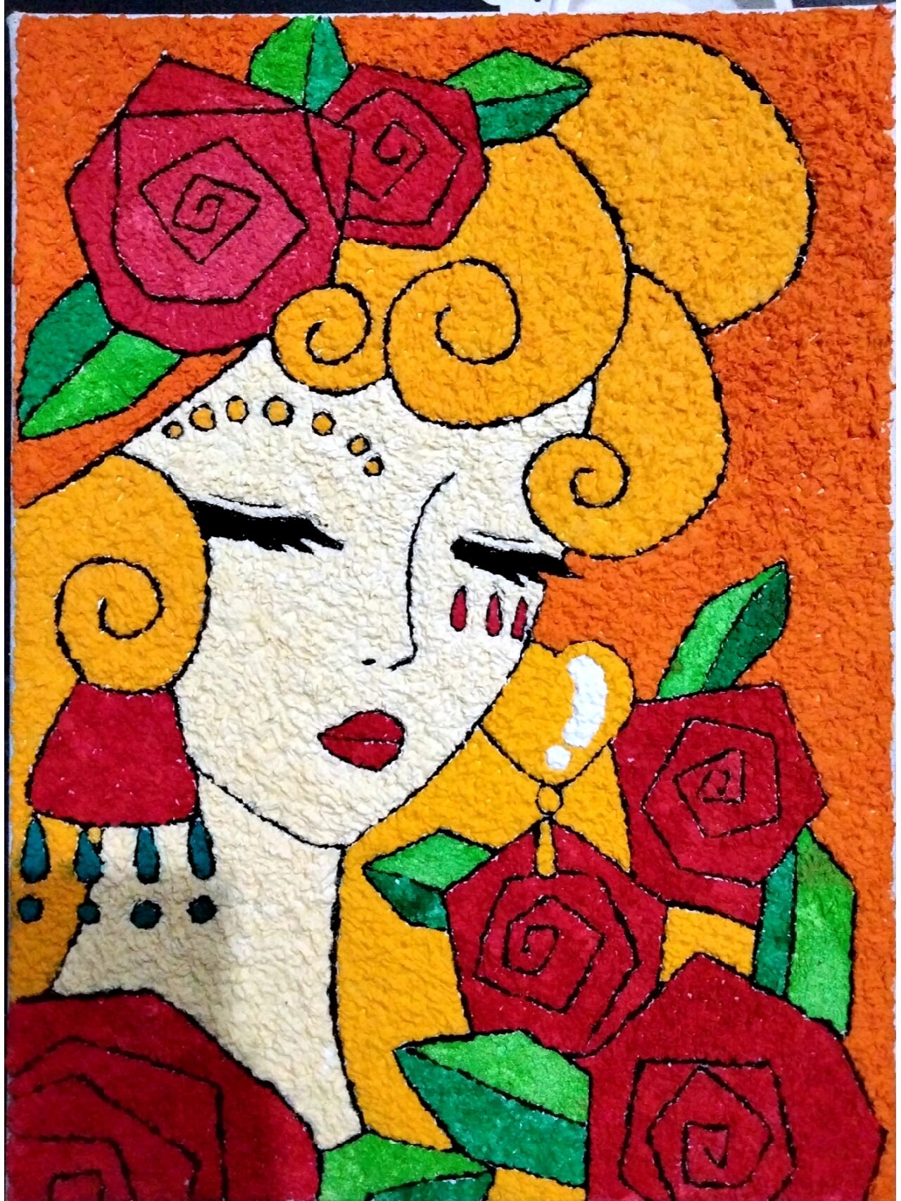 【临摹】毕加索/纸浆画/抽象画 玫瑰女孩