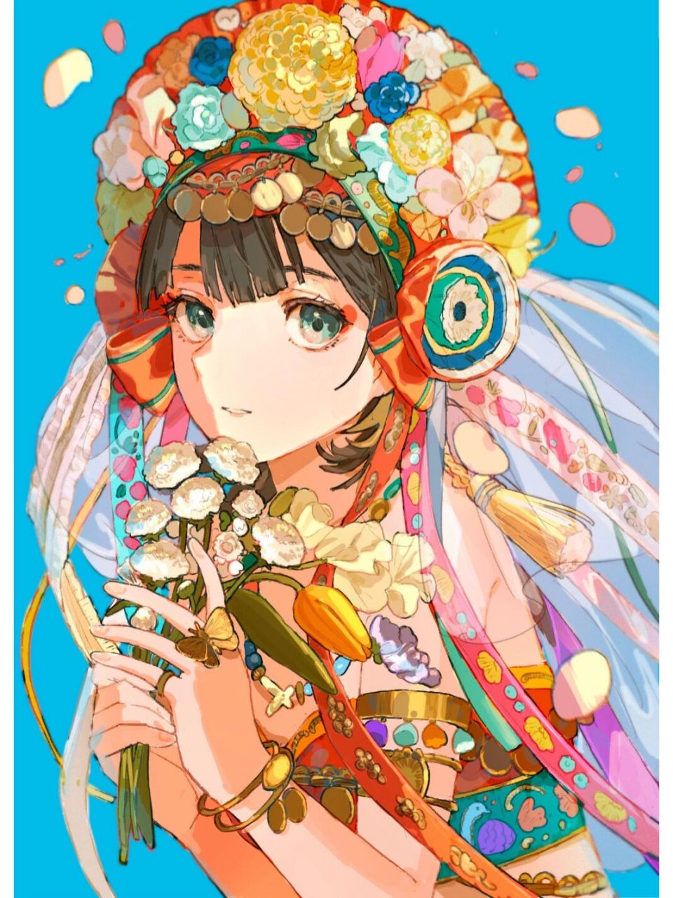 鲜花_少女_韶华『动漫女生』头像壁纸插画 花和女孩子94何须浅碧深