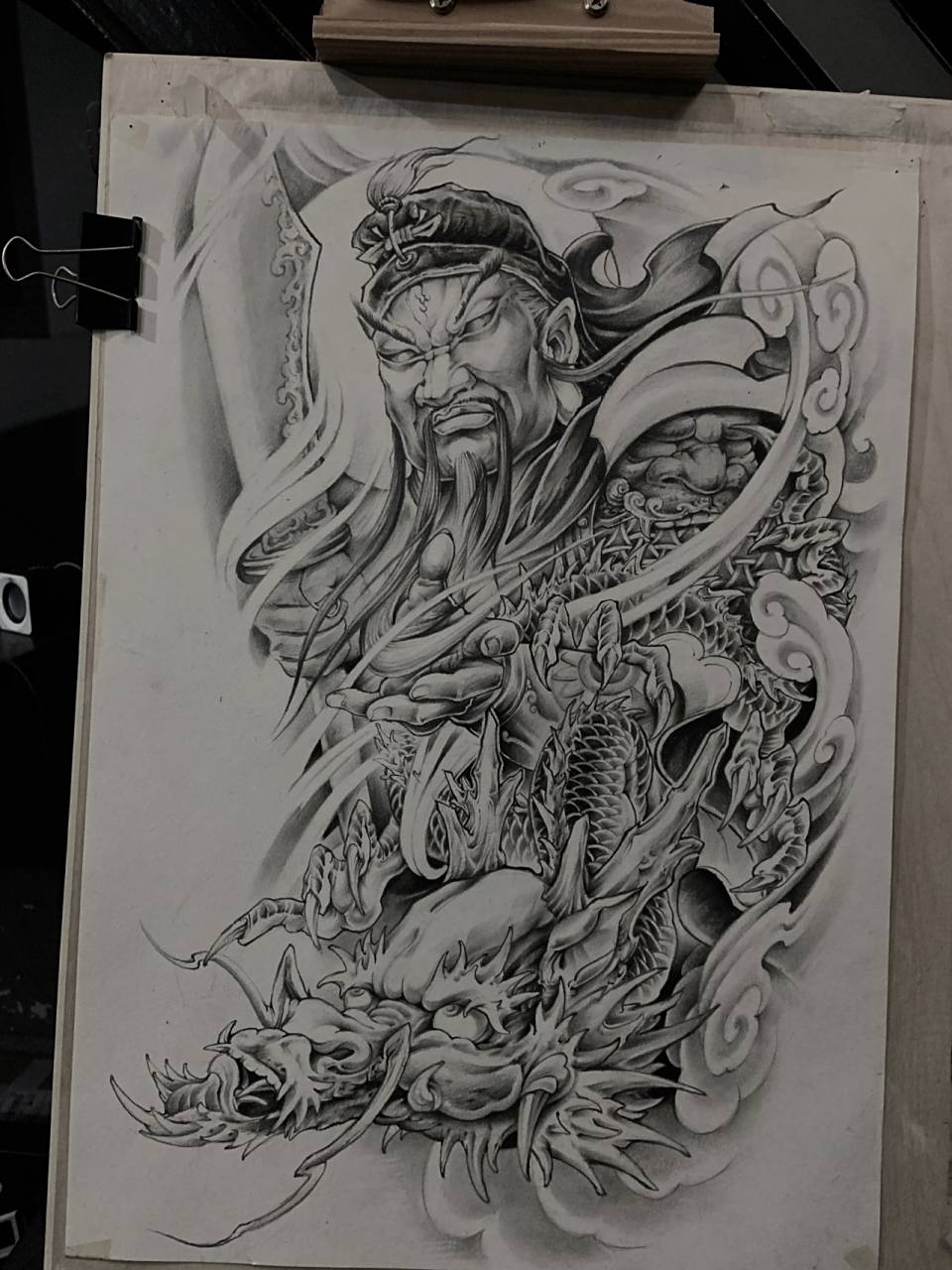 睁眼关公 关羽纹身 满背纹身 步骤如上,一点一点画