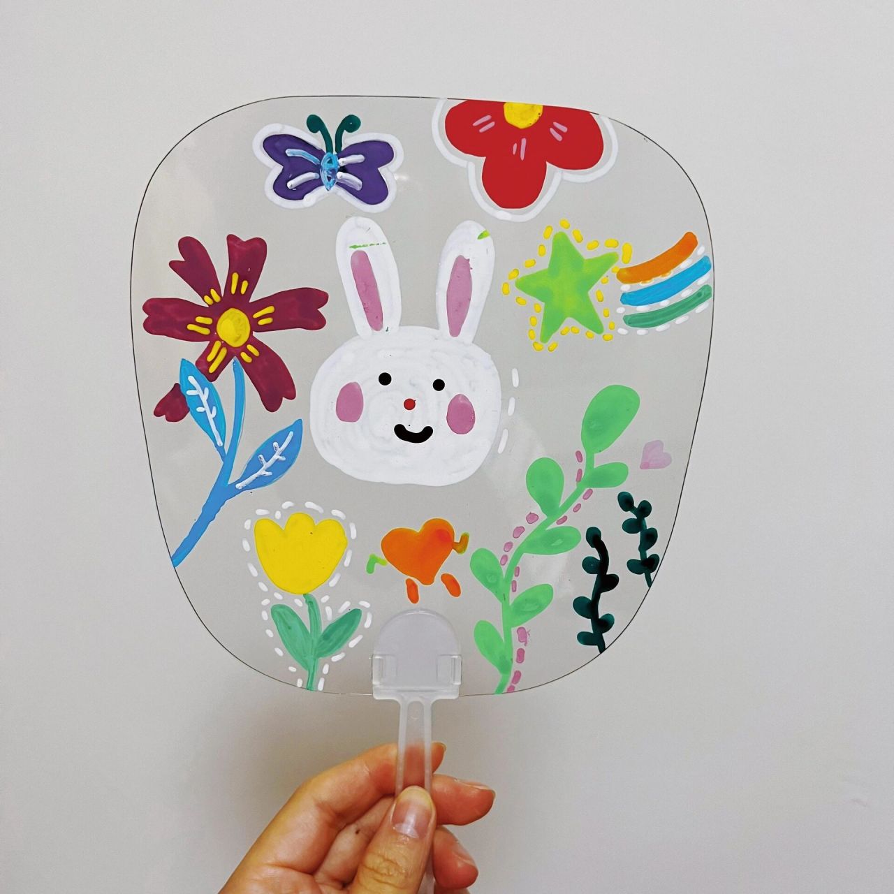 透明扇子diy/丙烯马克笔 今天带幼儿园小朋友画画,小朋友都太可爱了