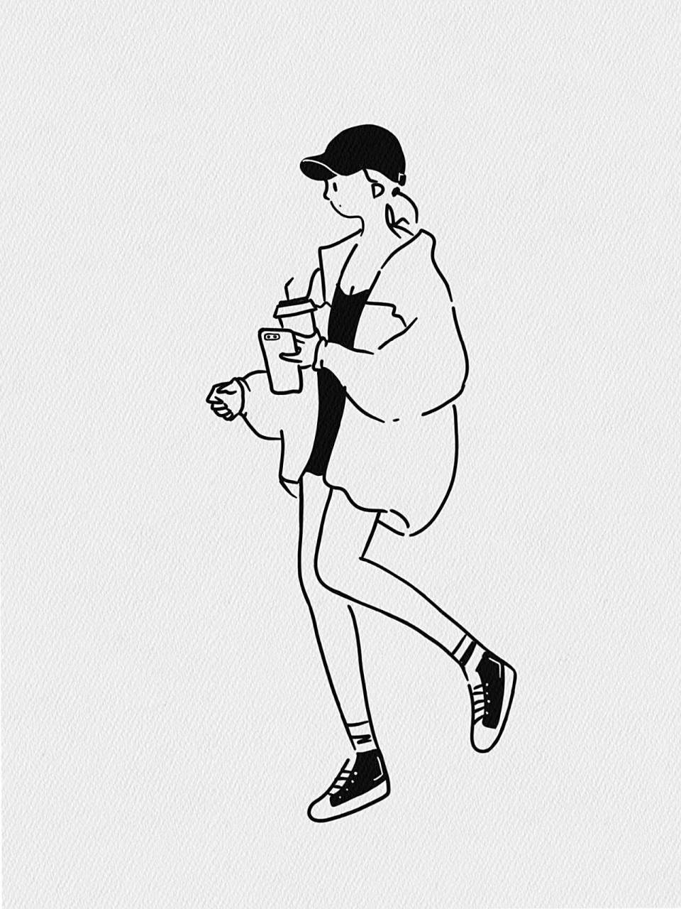 ins风极简人物黑白简笔画合集(一) 整理了一下近期的图,需要过程图的