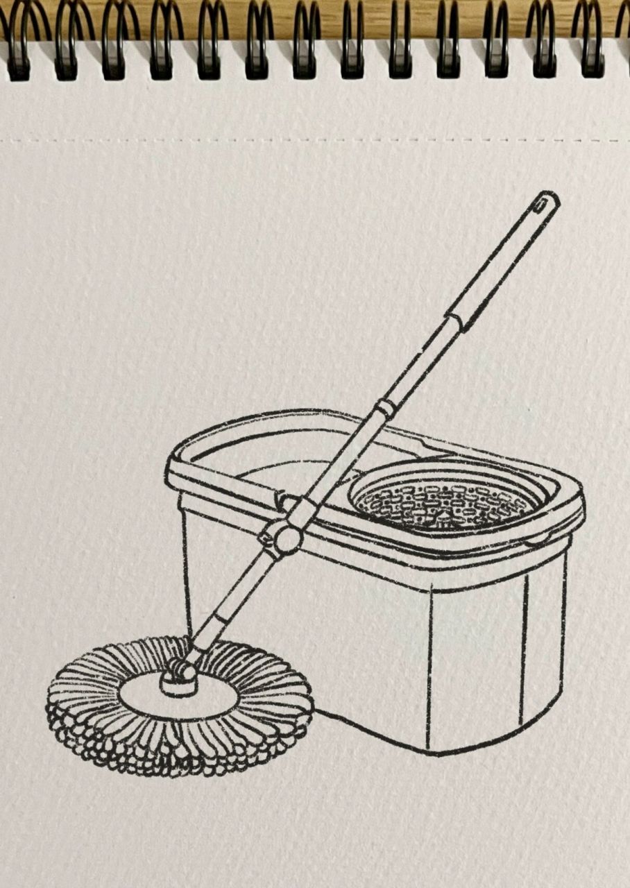 92旋转拖把简笔画|每日一画 旋转拖把  spin mop