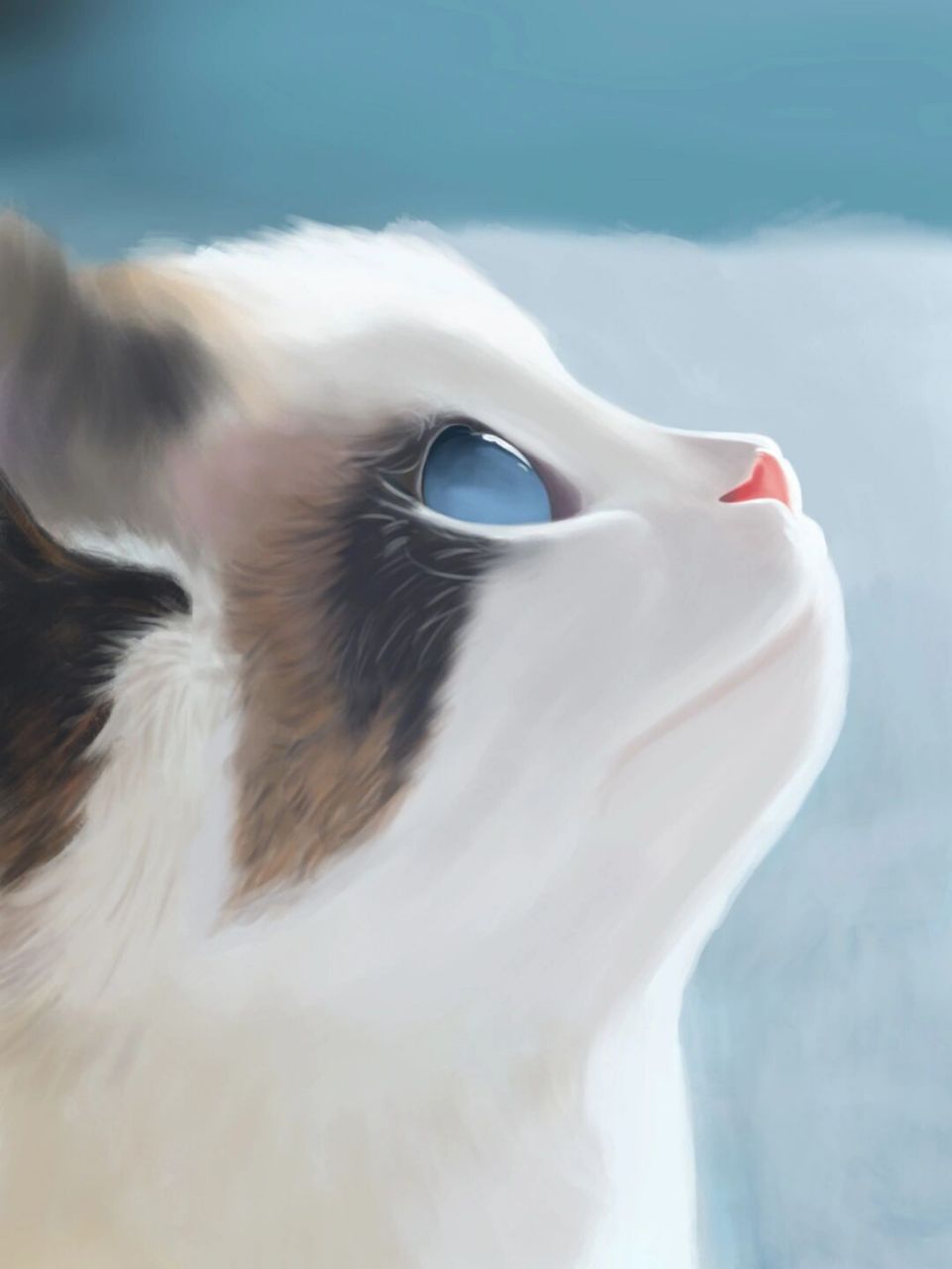 【治愈系插画】可爱的小猫咪 参考绘画步骤: 1.色块起稿.