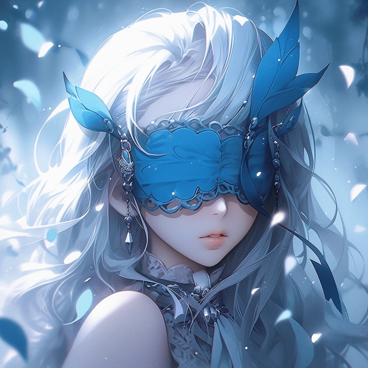 蒙眼冷艳风|女孩头像·蓝色系