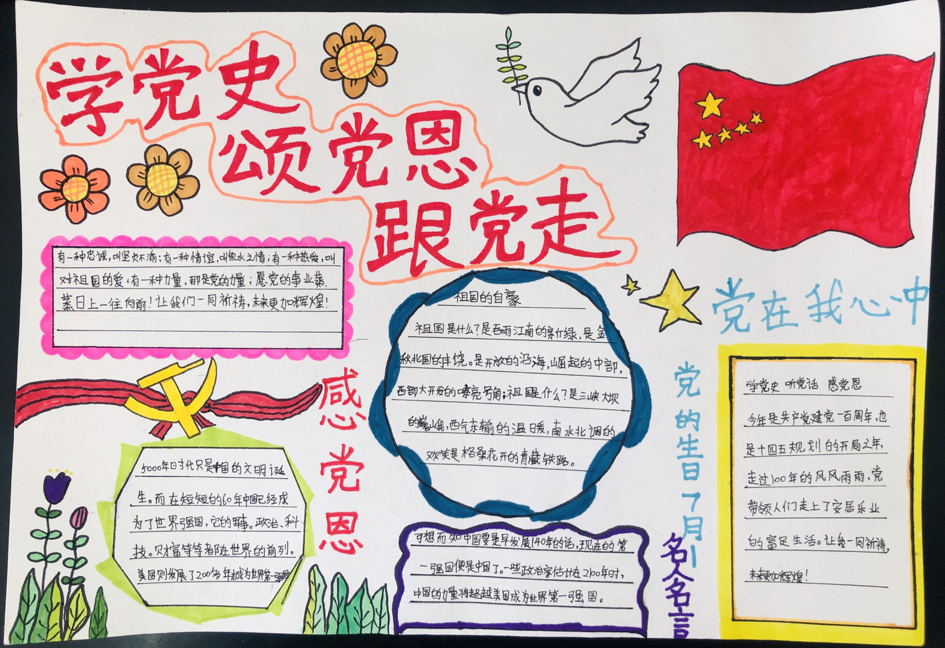 学党史,感党恩手抄报 学生作品