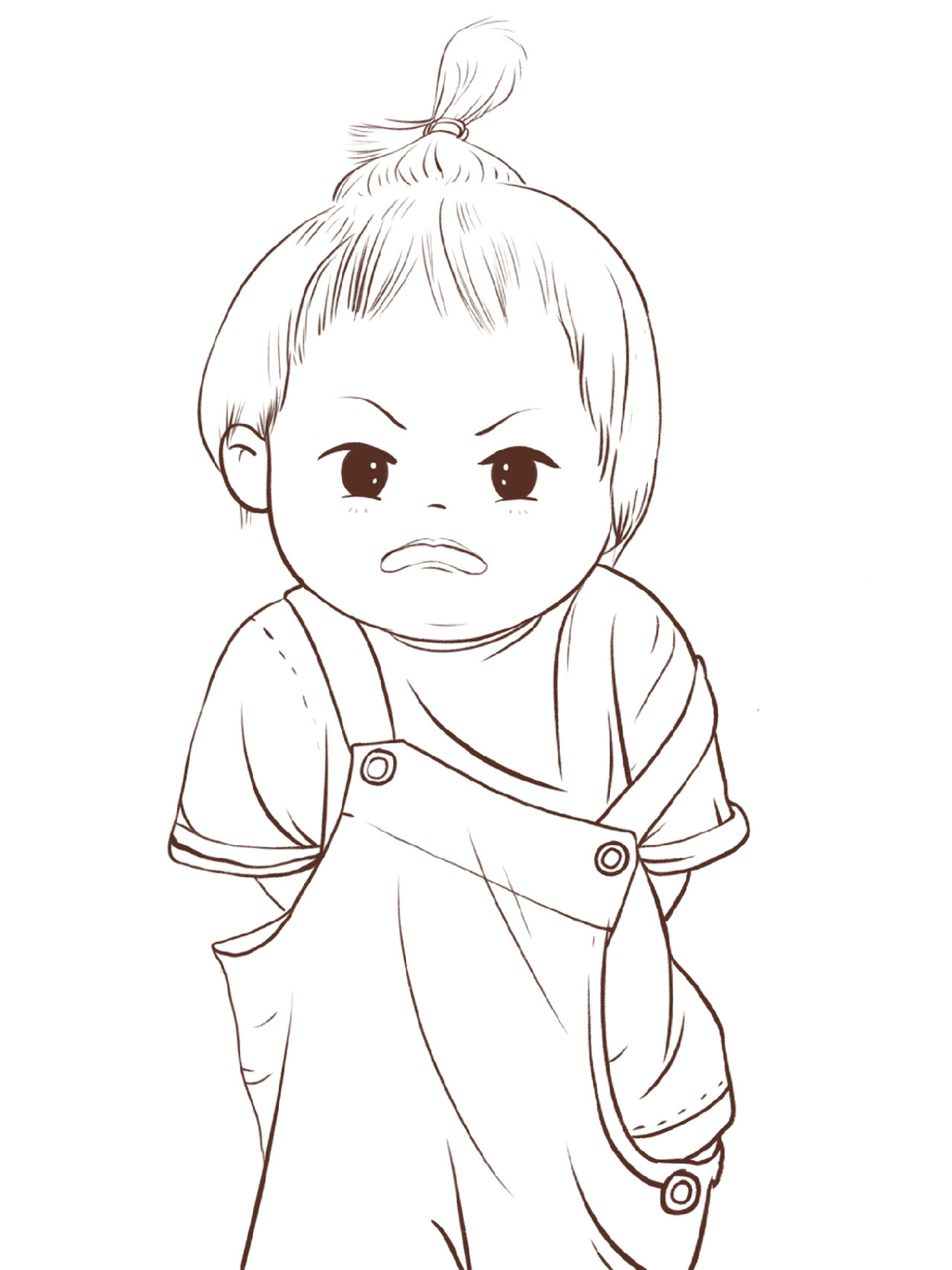 儿童人物插画第27/100张 委屈表情包 委屈巴巴双手插兜