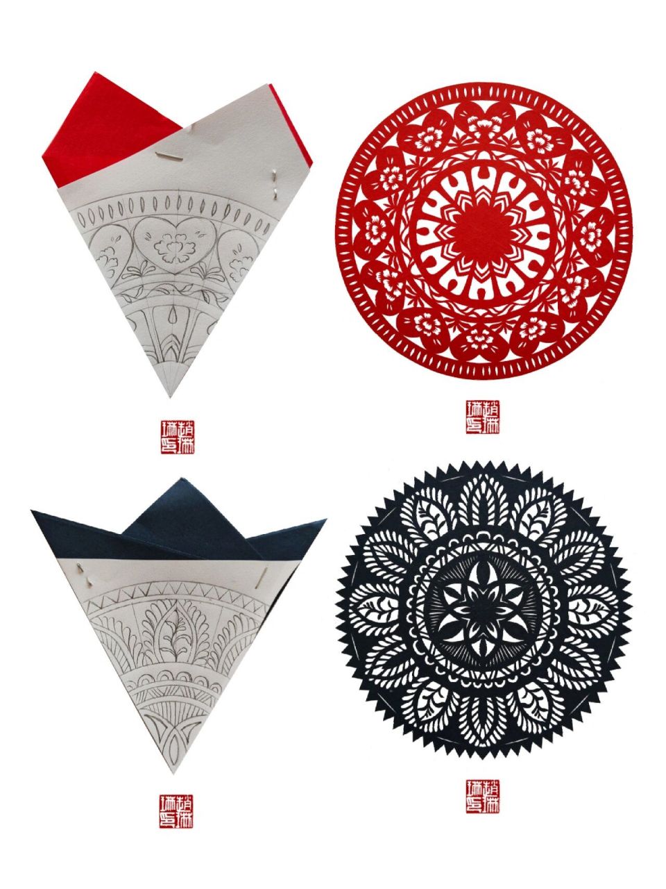 植物纹团花 折叠方式:三折三角