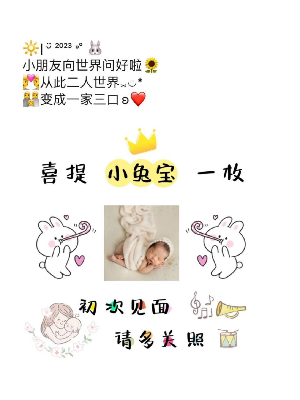 兔宝宝出生报喜|喜提兔宝宝一枚九宫格文案 76 97015801