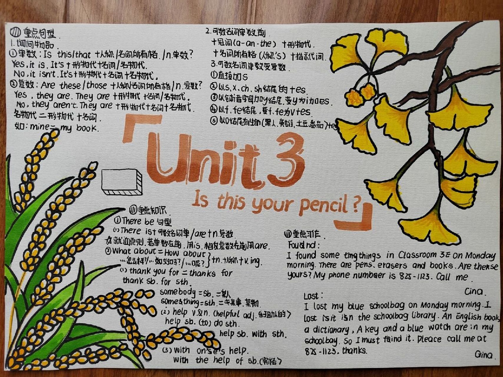 七年级上册英语unit3手抄报