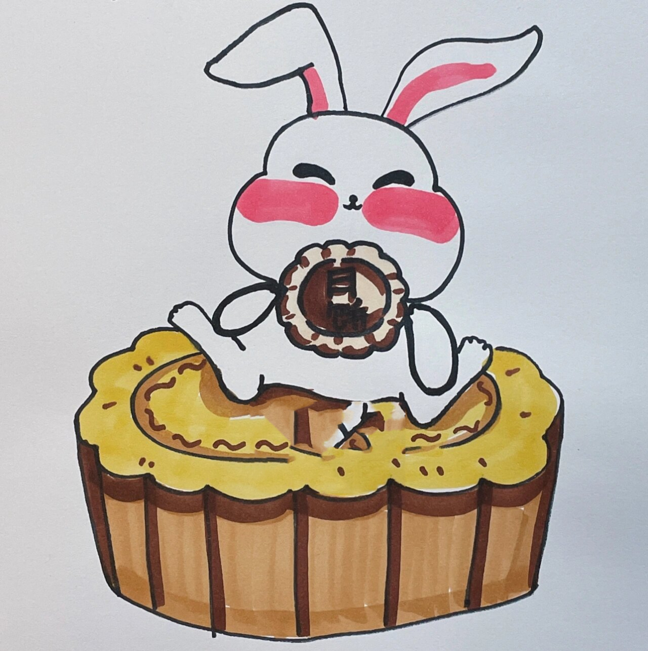 中秋节～兔子92简笔画 中秋节快来啦 画一波可爱的兔子92助助兴