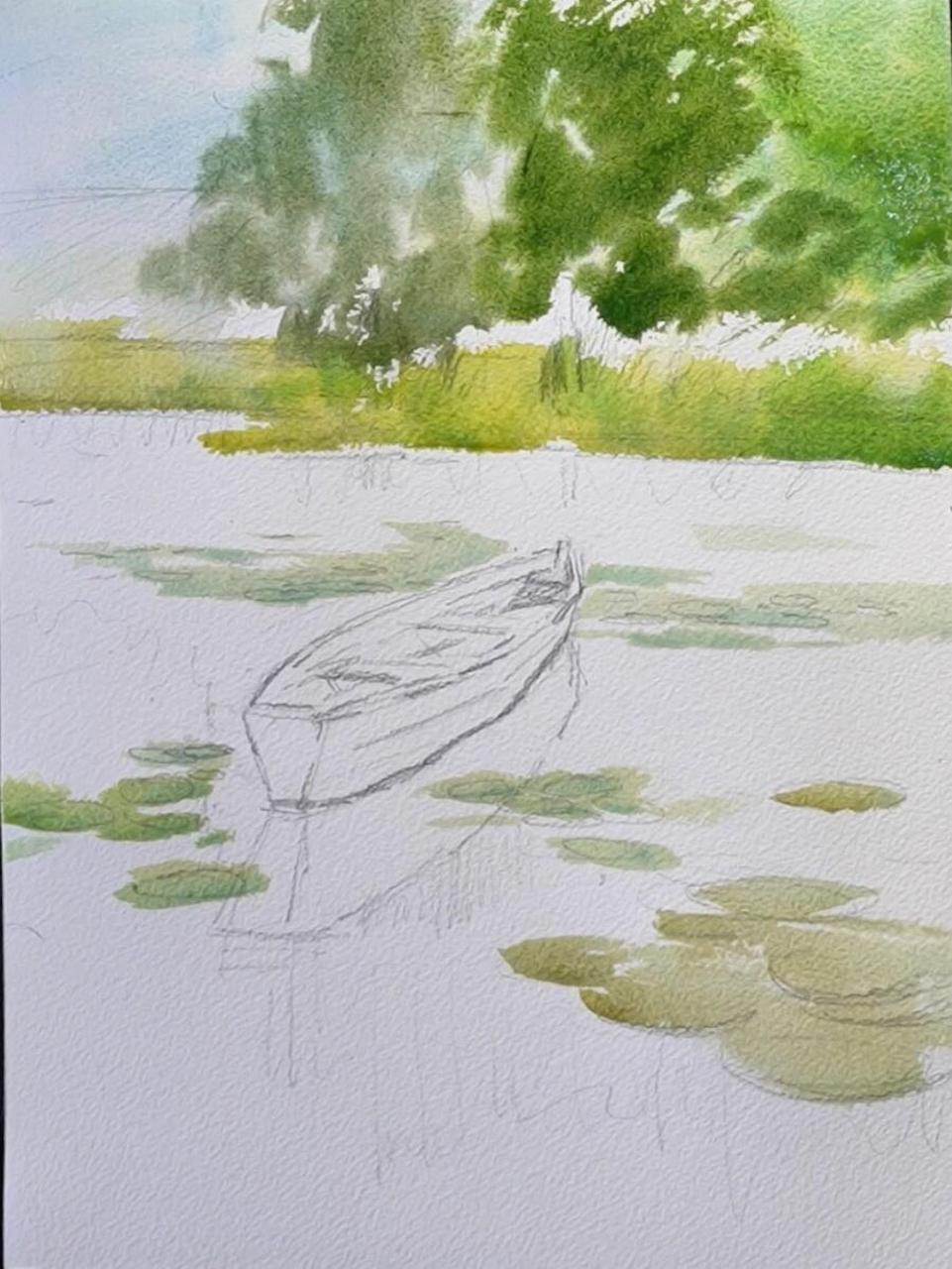 水彩|保姆级教程《夏日湖光》,一起画呀☀️ 今天和大家分享一幅