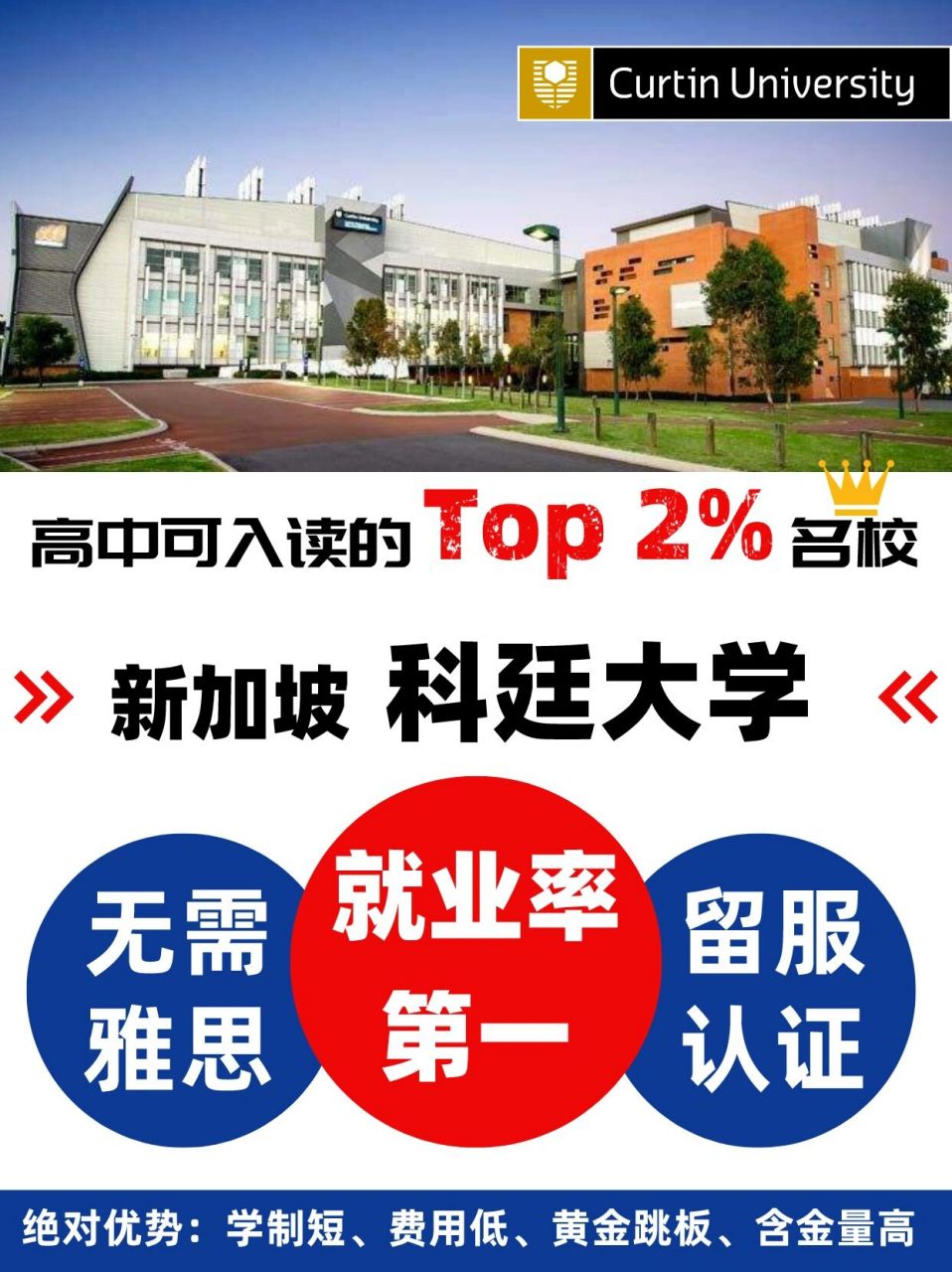qs 193 就业排名第一|科廷大学新加坡 科廷大学,起源于1900年,至今