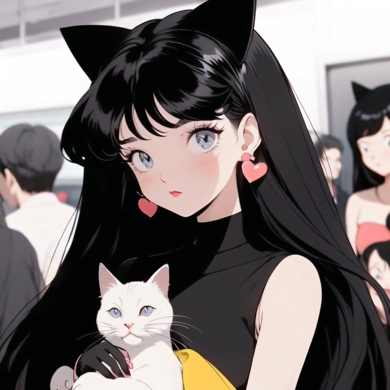 旧漫头像|白色小猫咪和甜心小姐姐