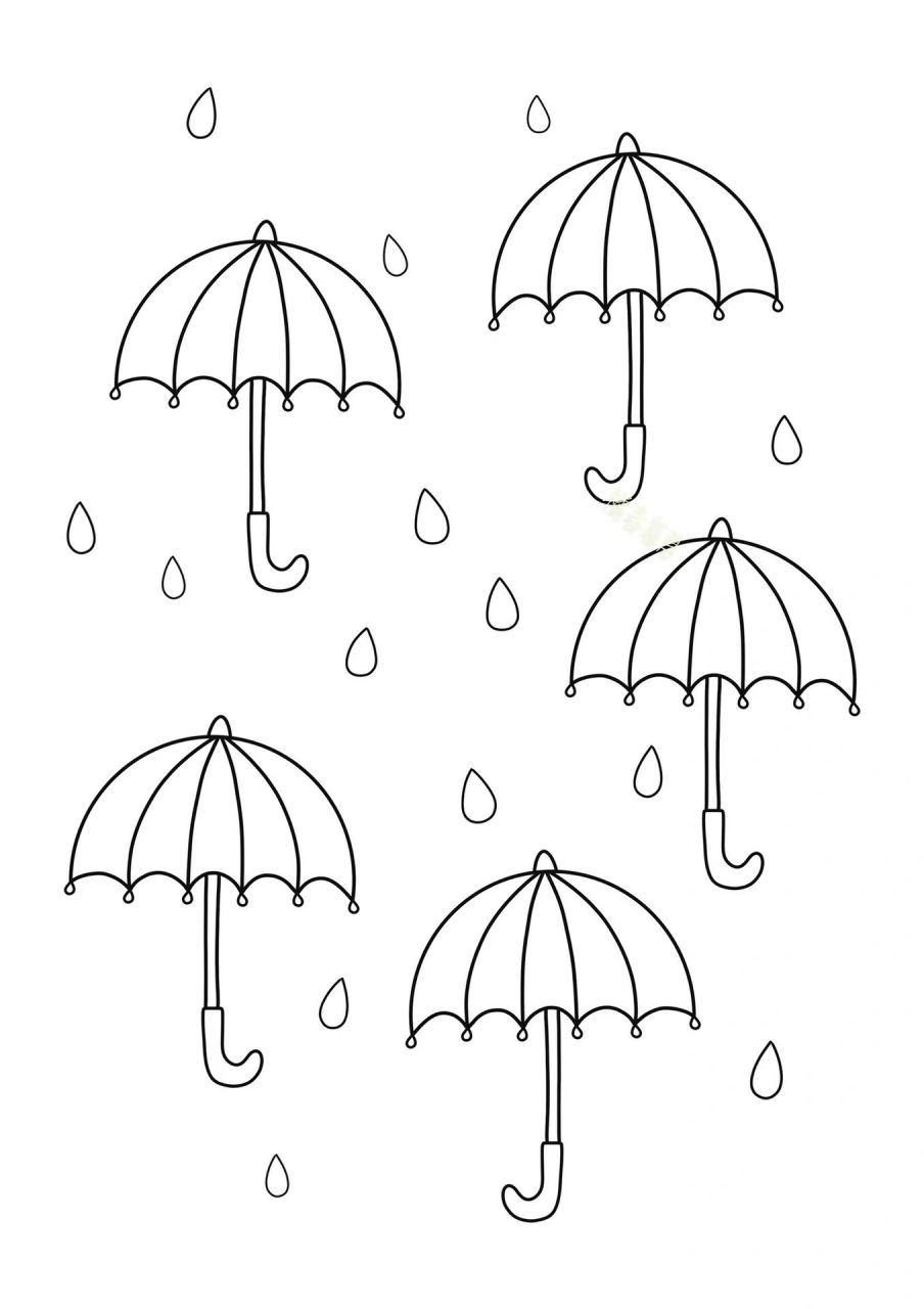 《雨伞》涂色素材/可打印 美术涂色训练
