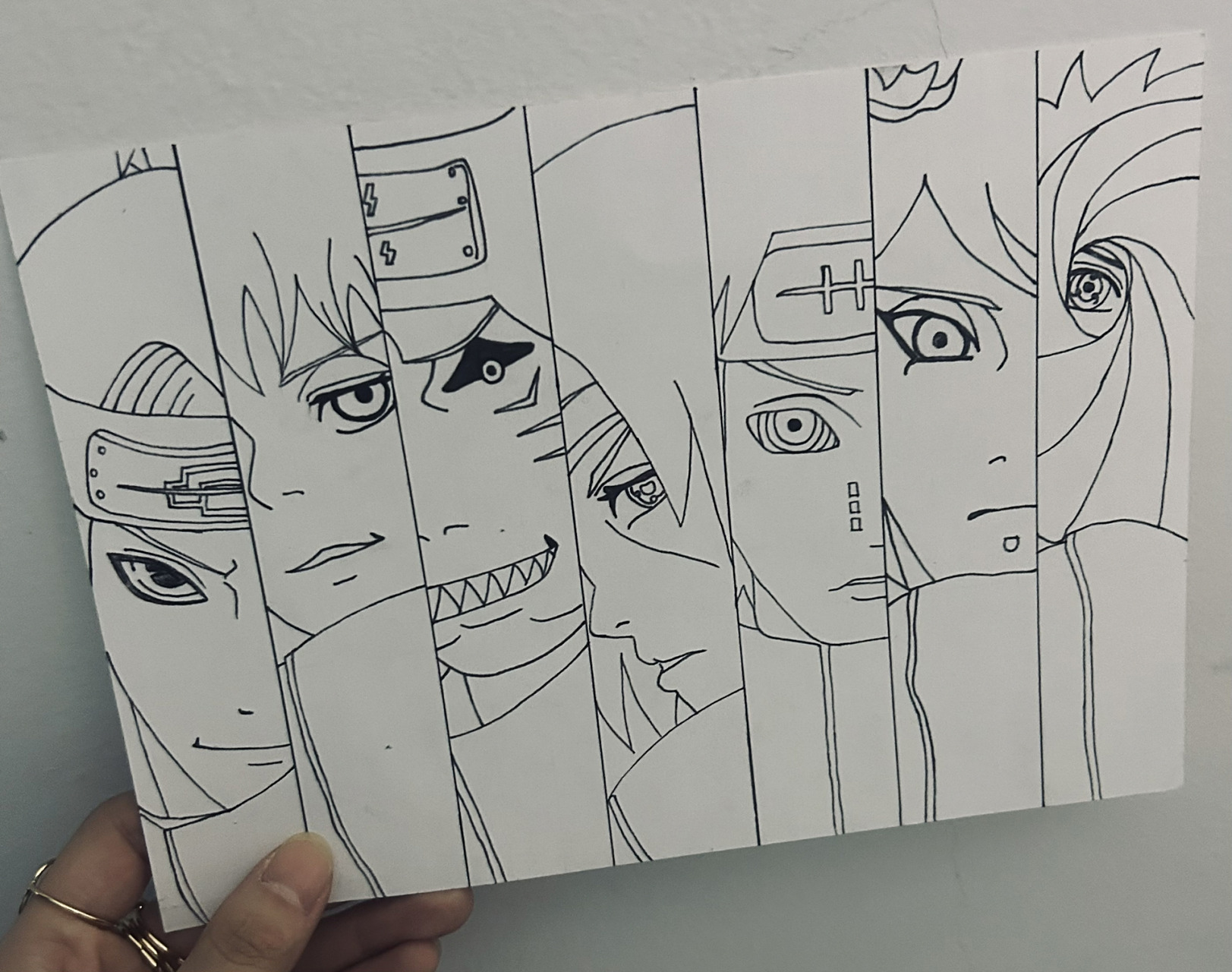 火影忍者手绘(附步骤)   附步骤 晓组织 站位全凭个人喜好 迪达拉,赤