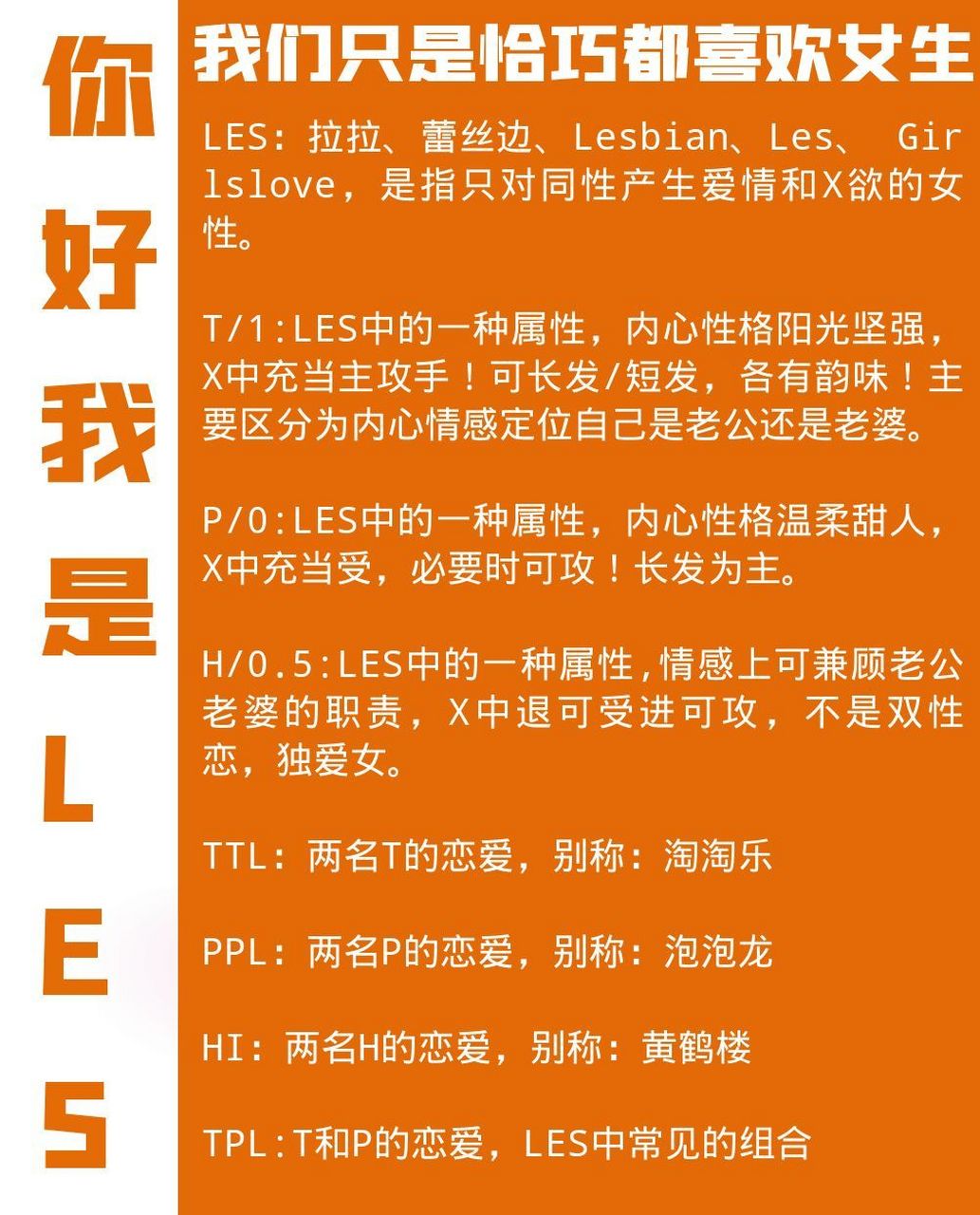 les经常会被圈外友人问到: 什么是les,什么是t?p?