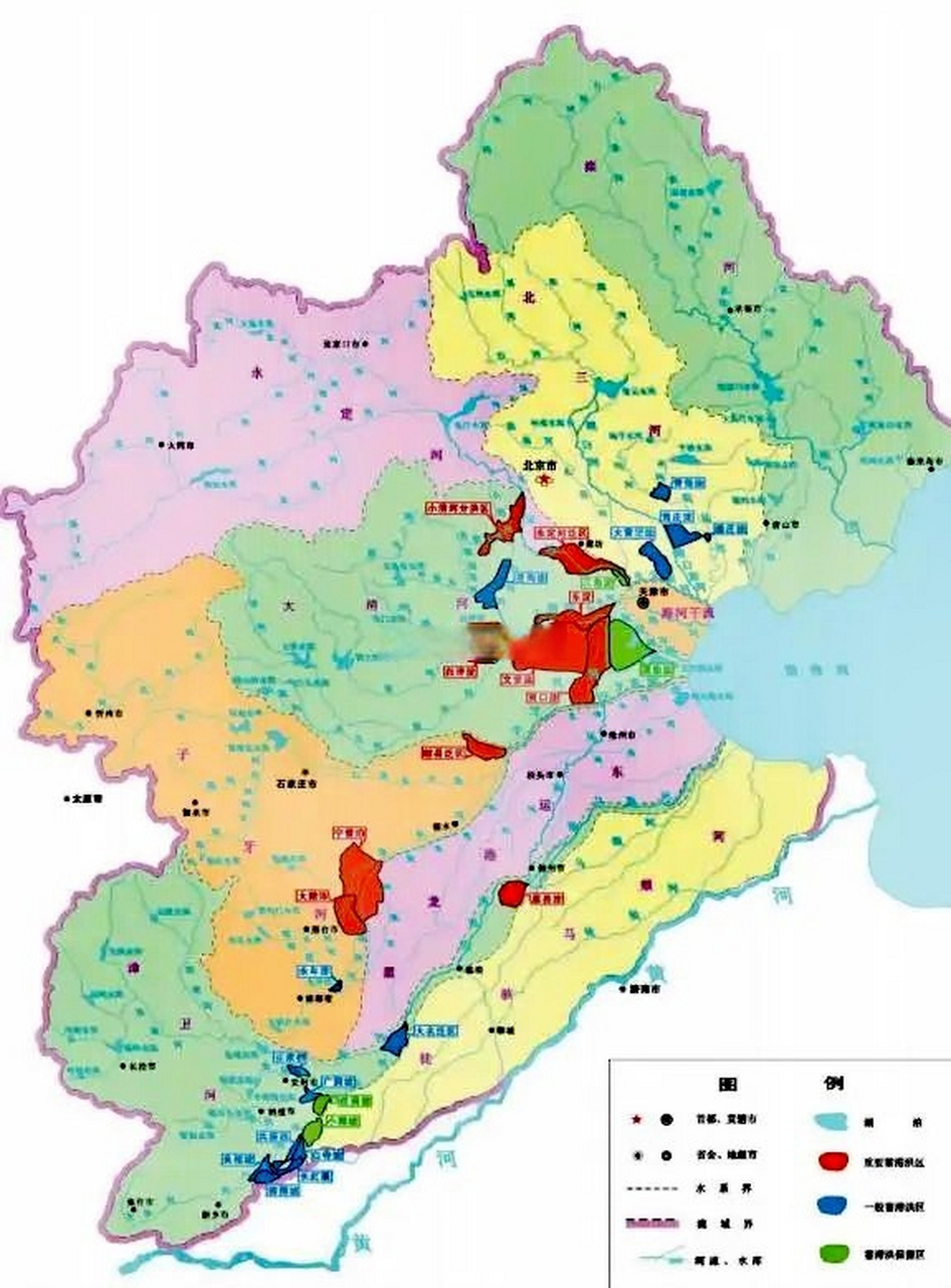 海河流域水系:京津冀,以及晋东北,豫北,鲁西北的母亲河.