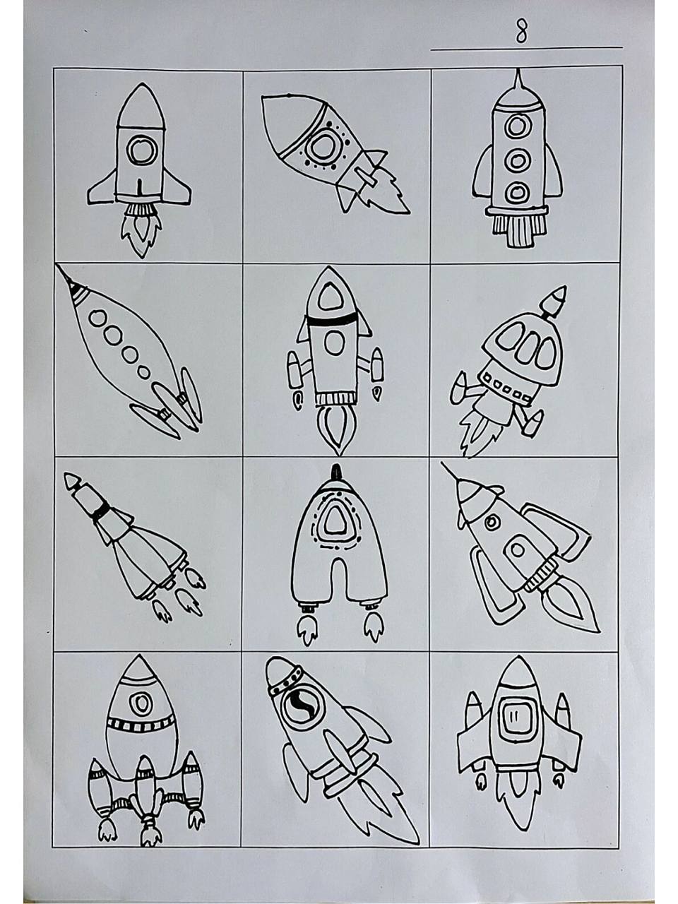 小火箭 简笔画 打卡8