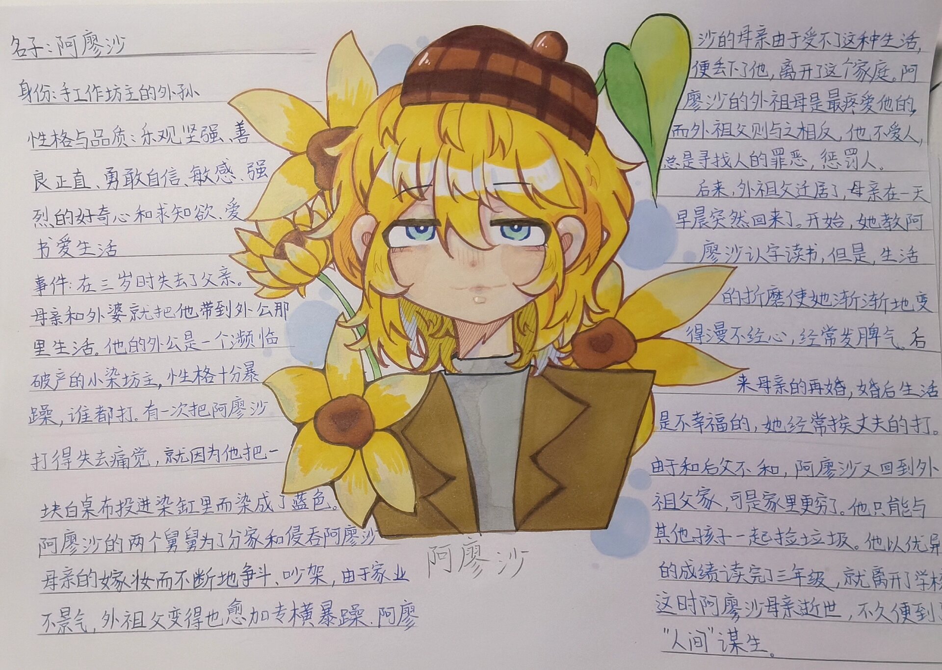 不过还是尝试了一下新的画风,画的是《童年》的阿廖沙