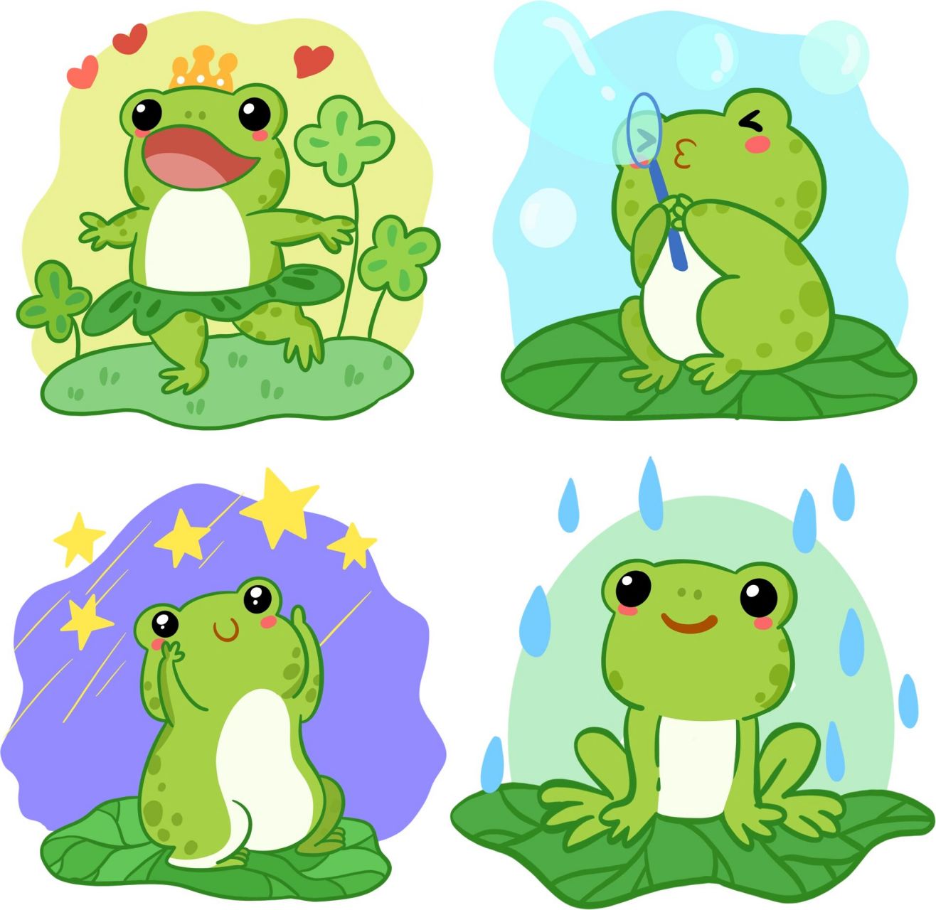 96今日素材  08卡通青蛙跳跃动作动物png素材青蛙动物 08绿色