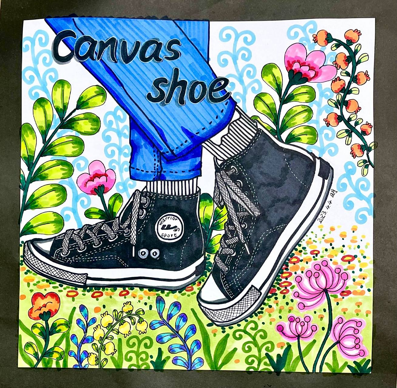 8-9岁创意美术,踏春,帆布鞋写生