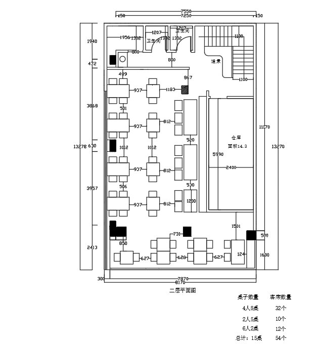 烤肉店平面设计!施工图!消防图!低代画