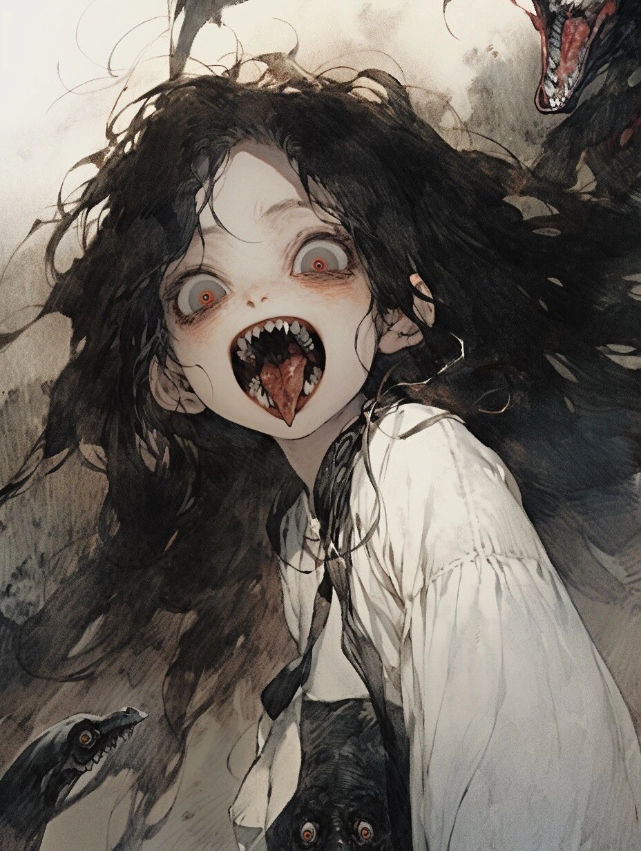 绘画主题素材——恐怖的小女孩