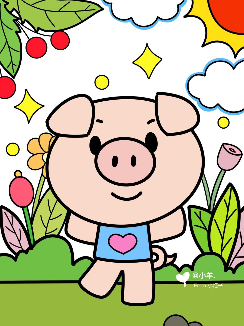 可爱的小猪99儿童创意画 动物儿童画 