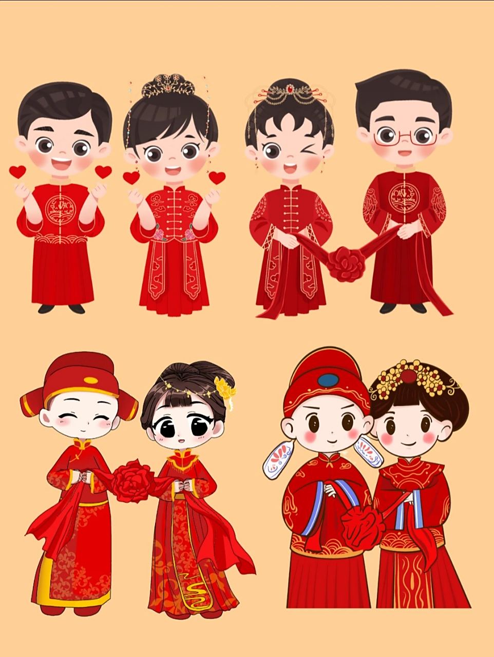 免扣素材|卡通结婚新人情侣新婚人物素材 03今天分享的是一组结婚