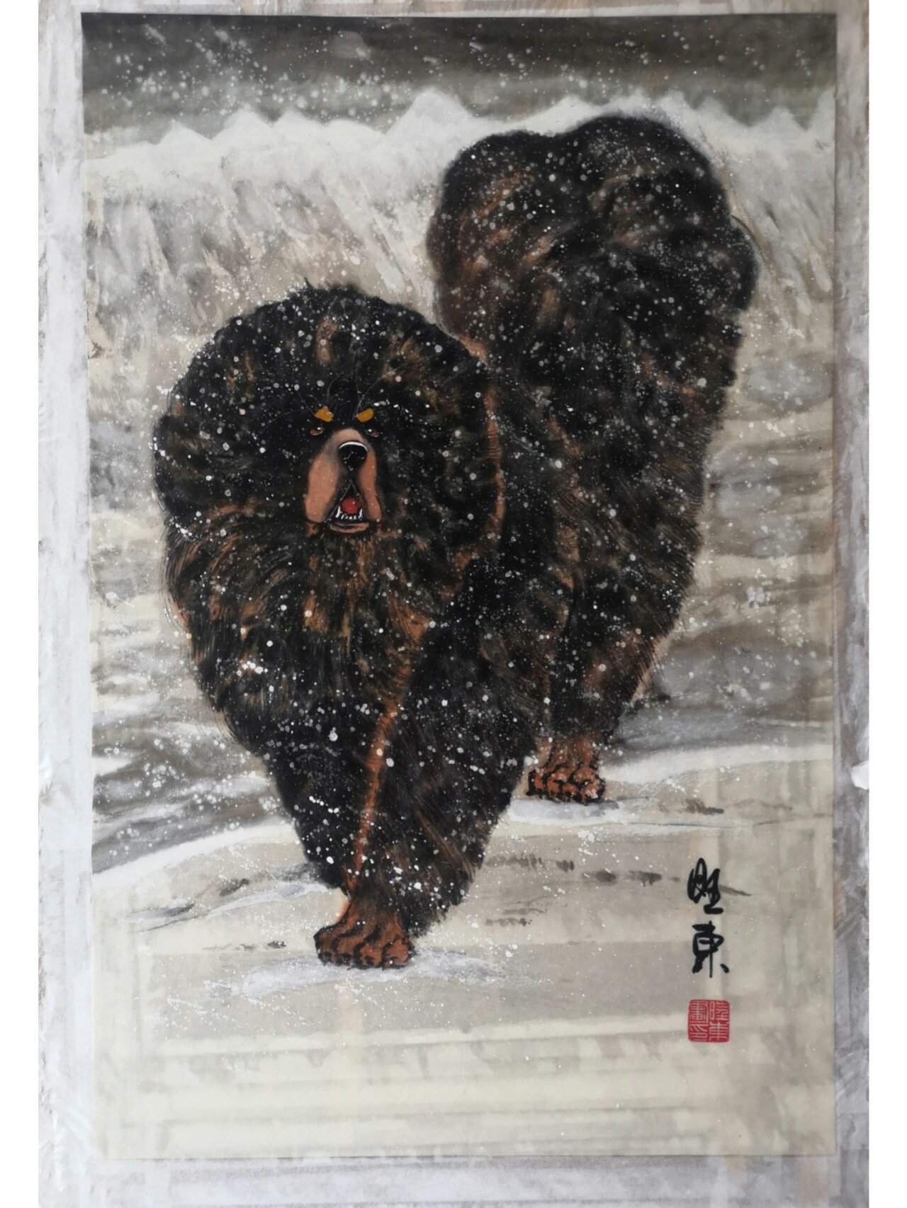 藏獒画画家 戴向东——作品威风霸气显神韵