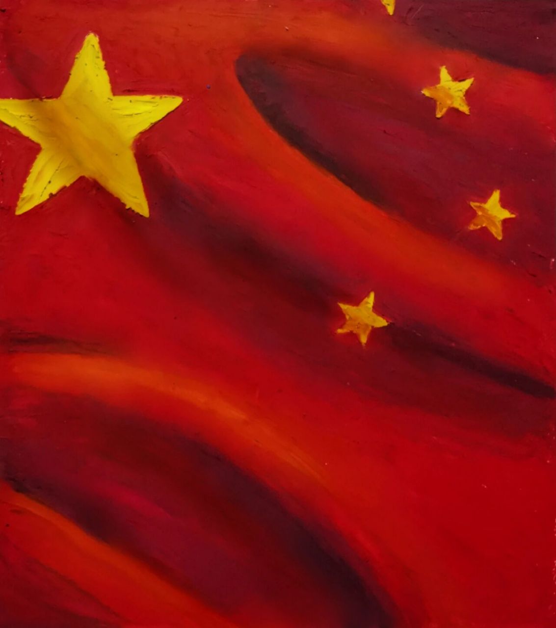 致敬祖国(附步骤图)   今天是画国旗的小骄傲 油画棒:高尔乐 参考指路