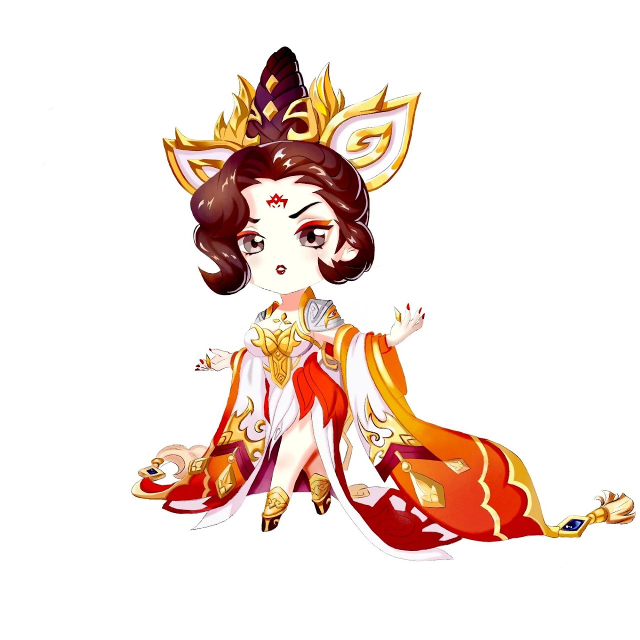 王者荣耀 武则天 草稿1  草稿2  线稿  铺打色 添加明暗细节