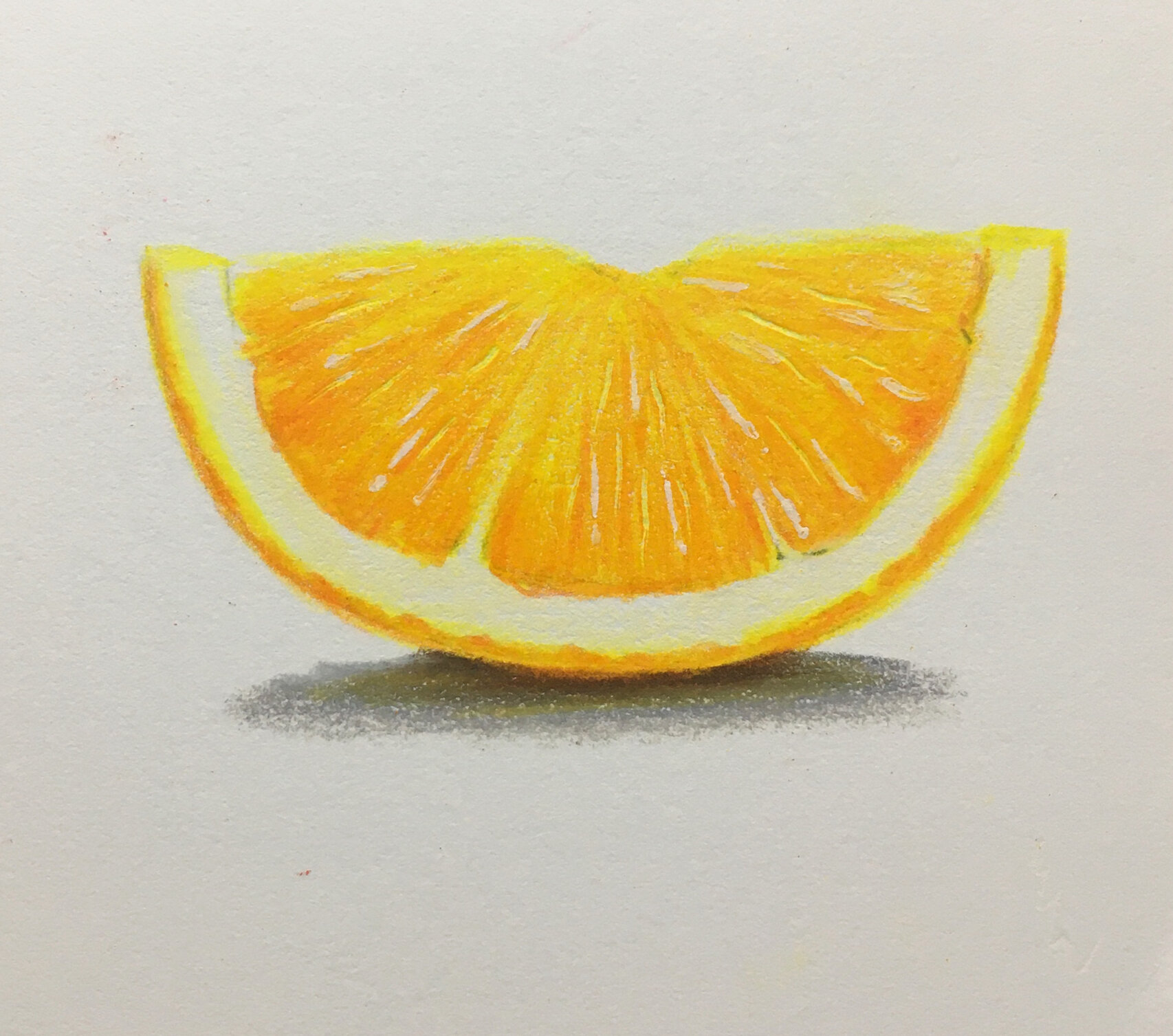 彩铅水果:半片橙子的画法