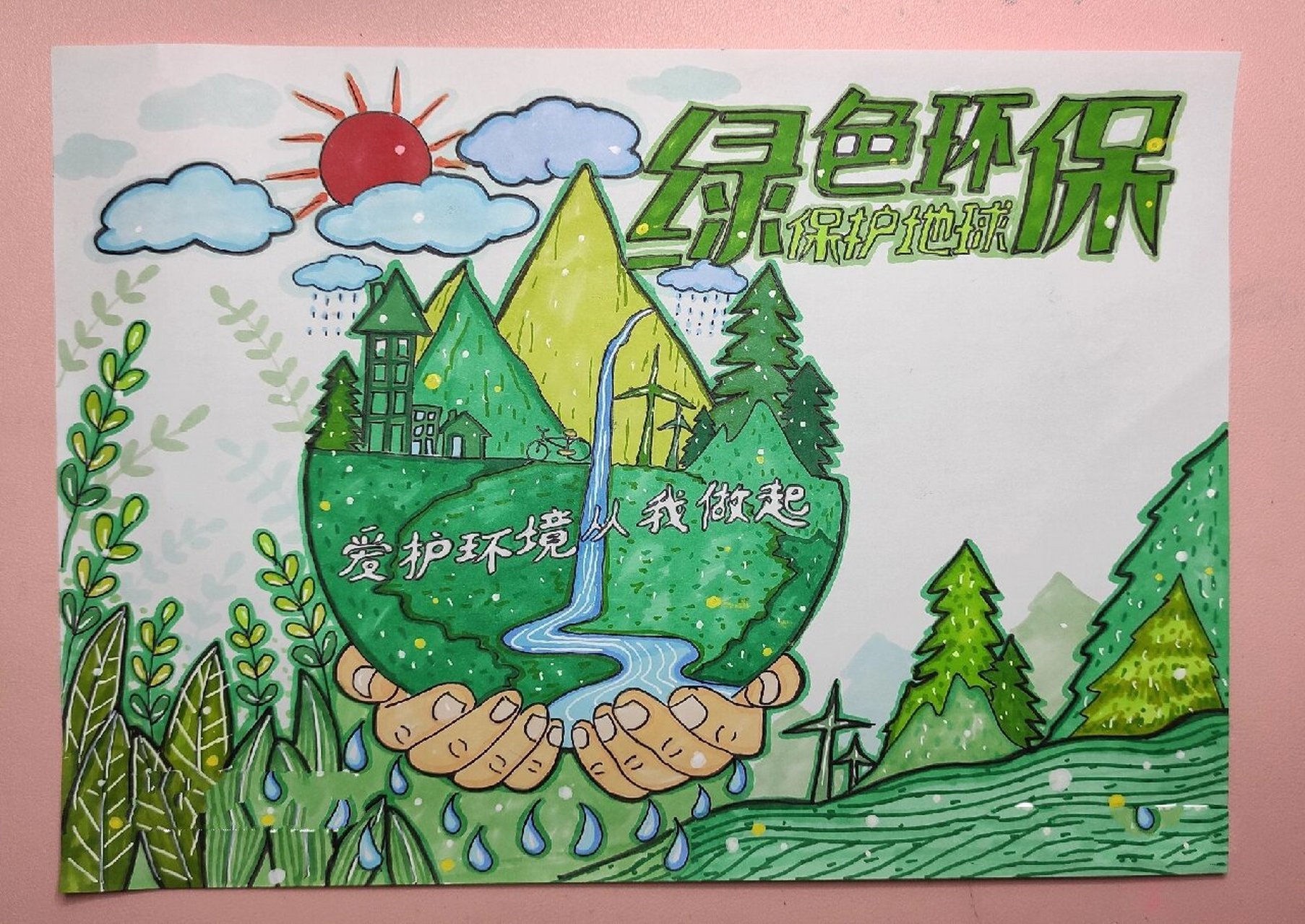 绿色环保/爱护地球/爱护环境92/200有线稿 手抄报打卡/赶了个紧张,七