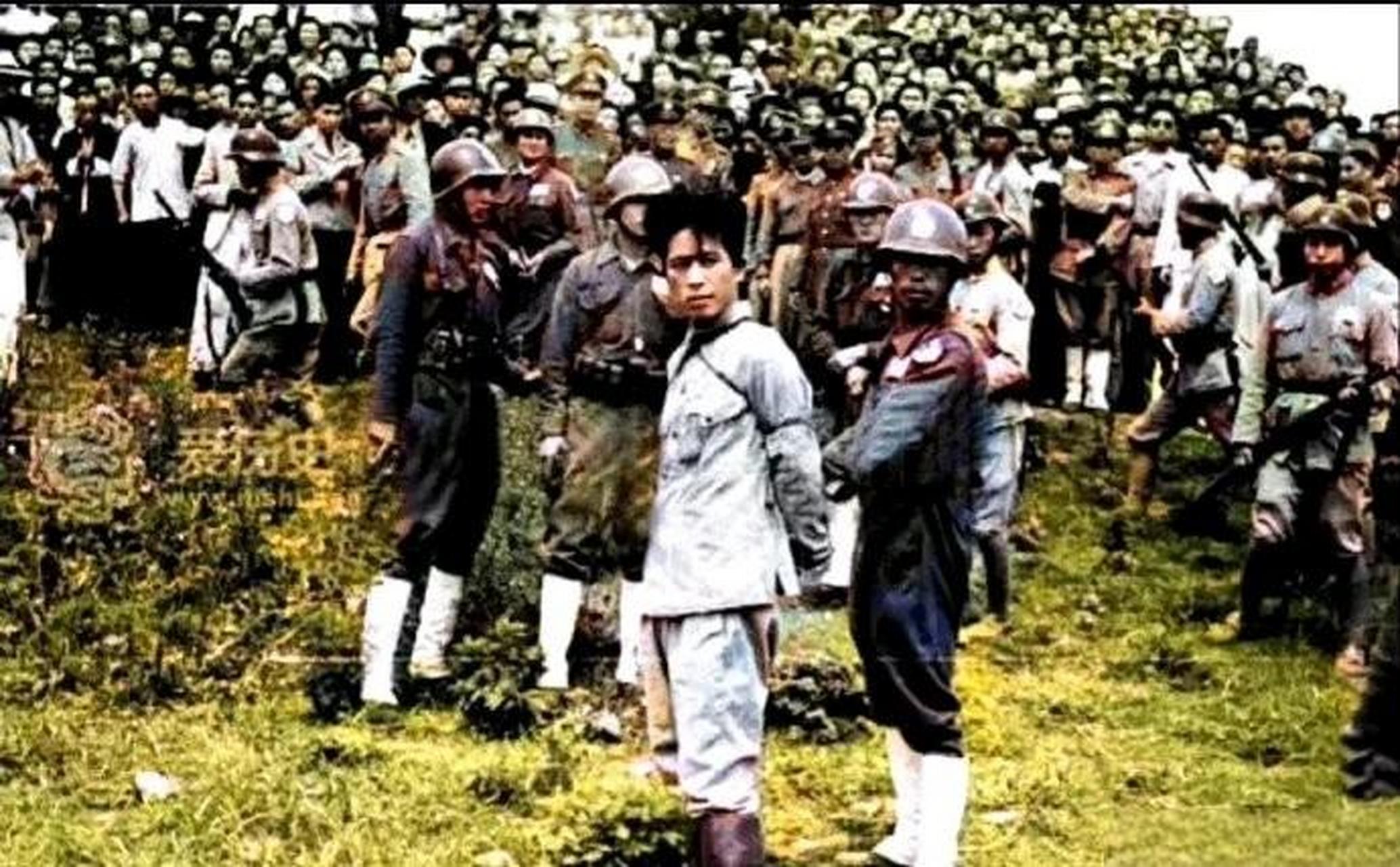 1946年,南京雨花台刑场.日本战犯松本洁被处决.