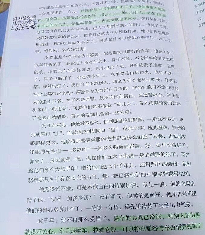 骆驼祥子21章批注图片图片