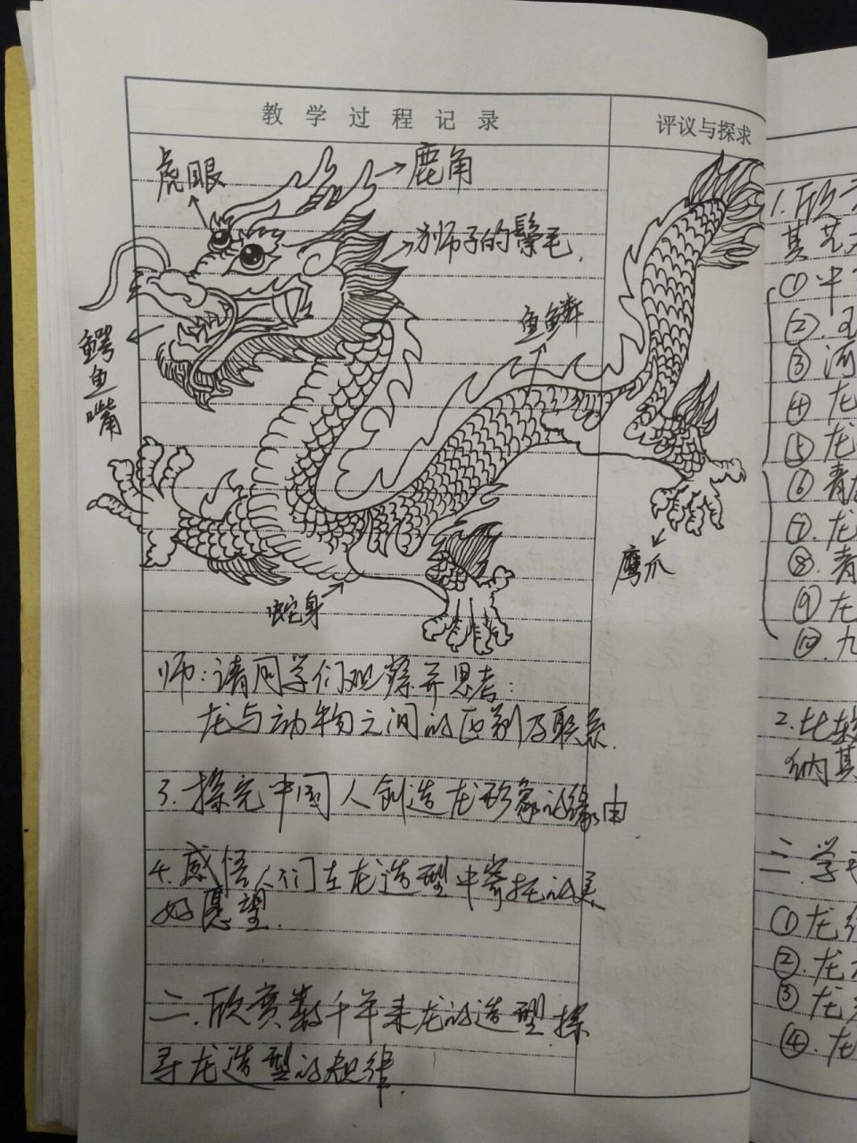 小学美术听课笔记,《中国龙》听课笔记,获奖听课笔记#龙的画法#龙的