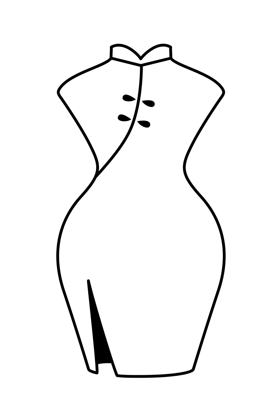 旗袍简笔画(素材保存可直接打印)  旗袍简笔画