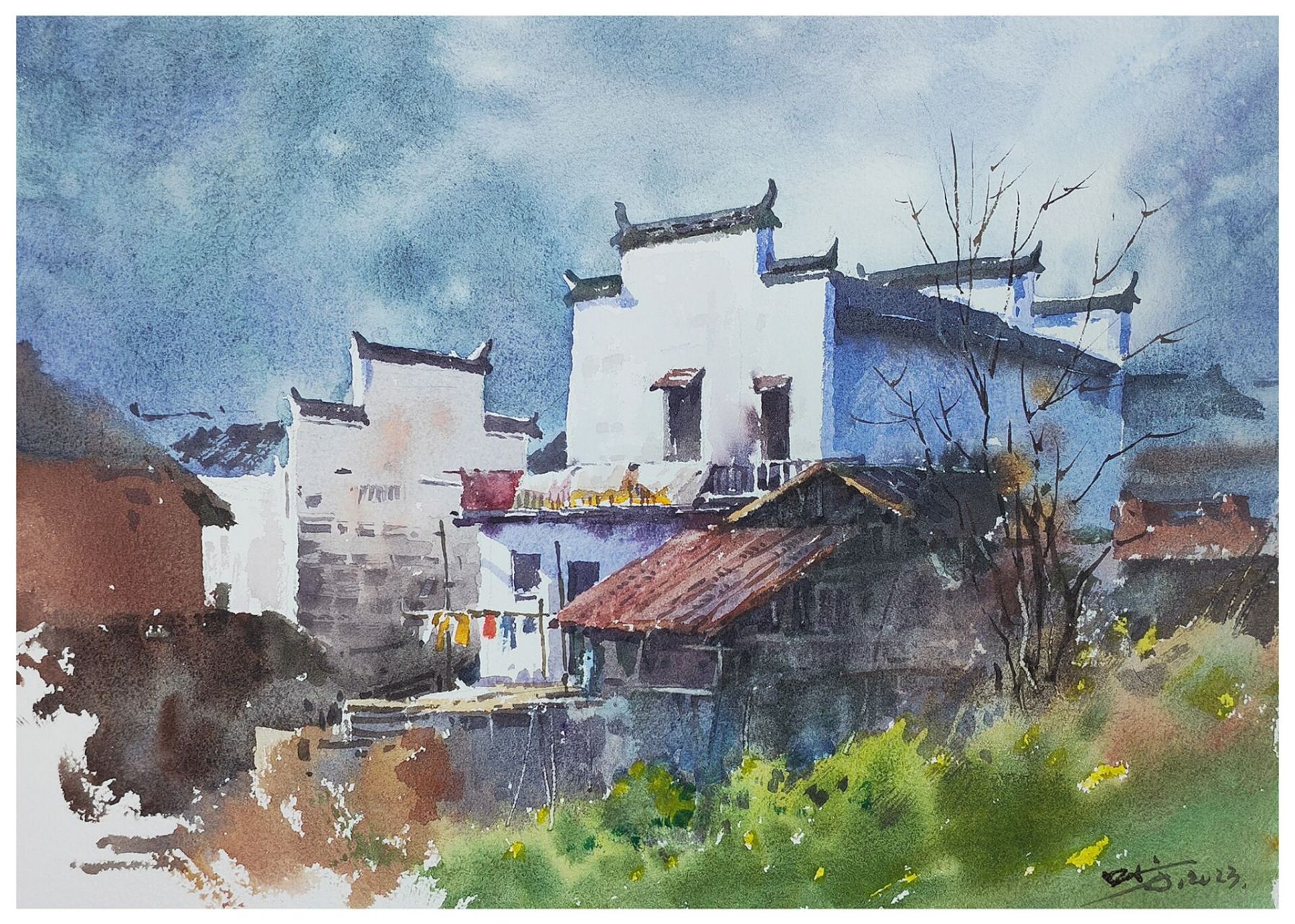 婺源人家 【叶方水彩】康大溢彩水彩颜料