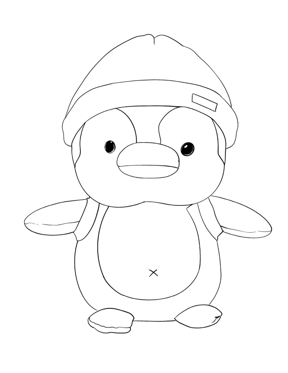 毛绒玩具写生:可爱的企鹅线描速写素材