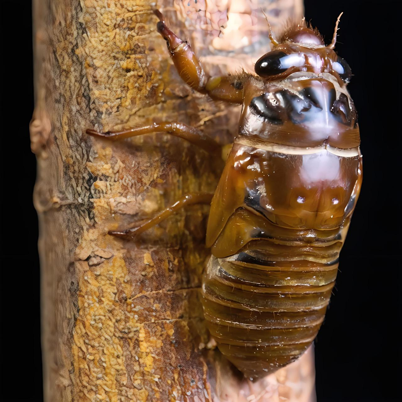 98在夏季的晚上,知了猴会从地下爬出,蜕皮变成蝉.